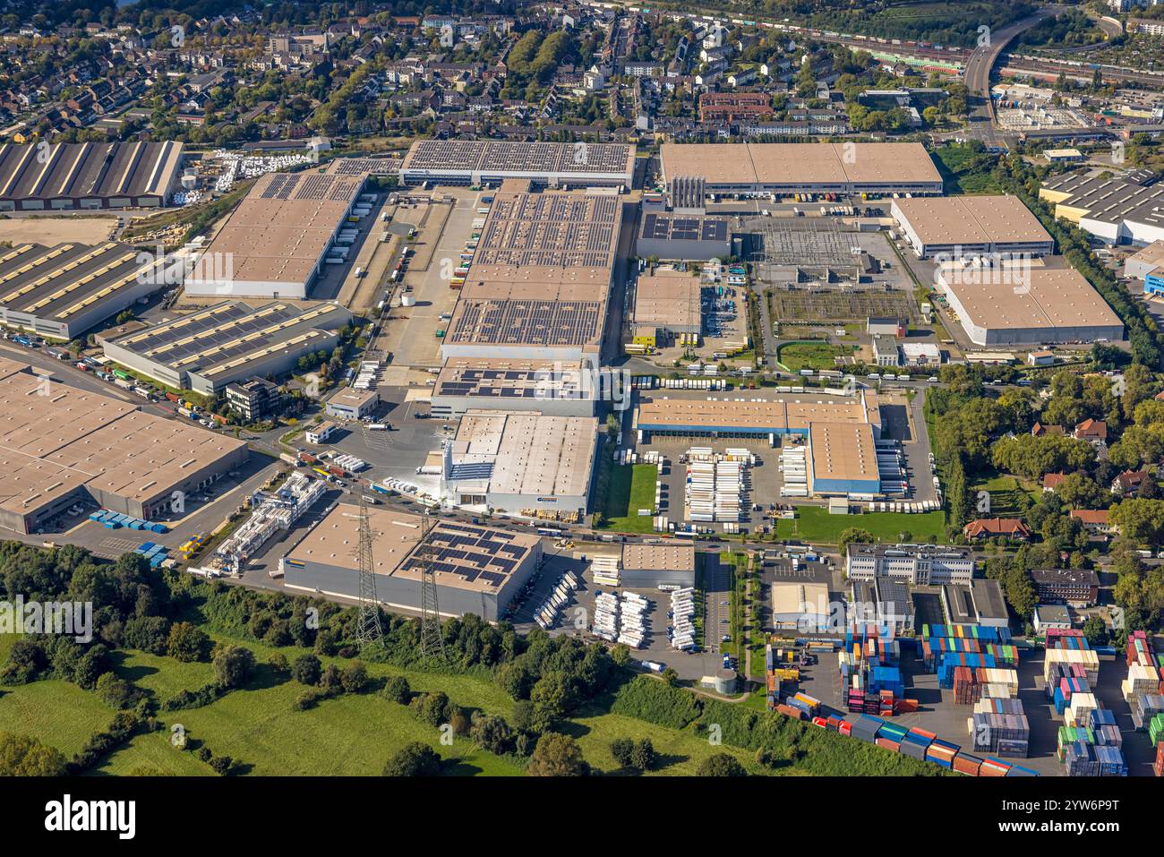 Vista aerea, logport i (Eins) Rheinhausen, duisport con D3T Duisburg Trimodal Terminal, DIT Duisburg Intermodal Terminal e logistica automobilistica ON Foto Stock