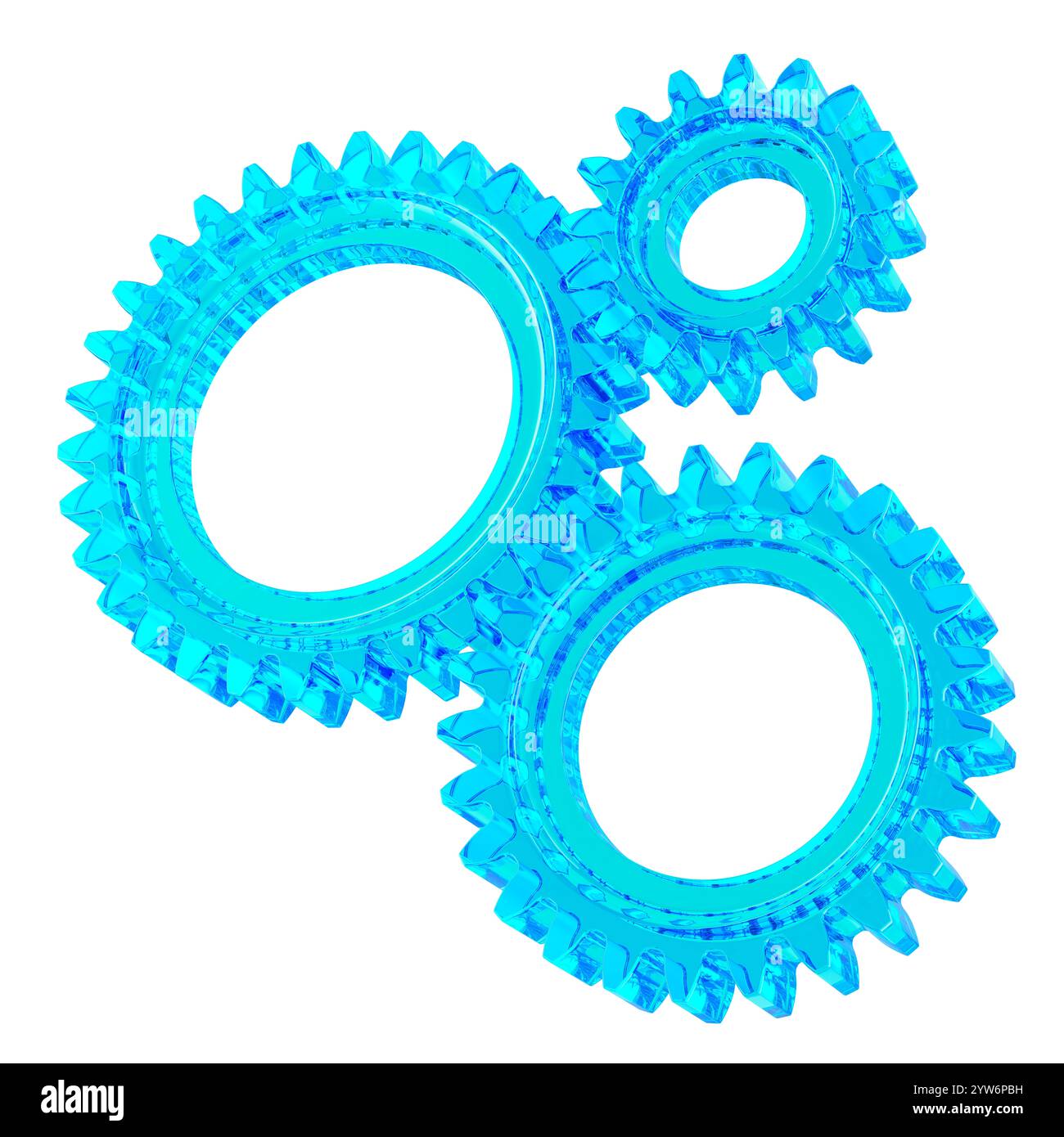 Ingranaggi in vetro o ingranaggi blu, logotipo industriale. Rendering 3D isolato su sfondo bianco Foto Stock Ingranaggi in vetro o ingranaggi blu, logotipo industriale. Rendering 3D isolato su sfondo bianco Foto Stock
