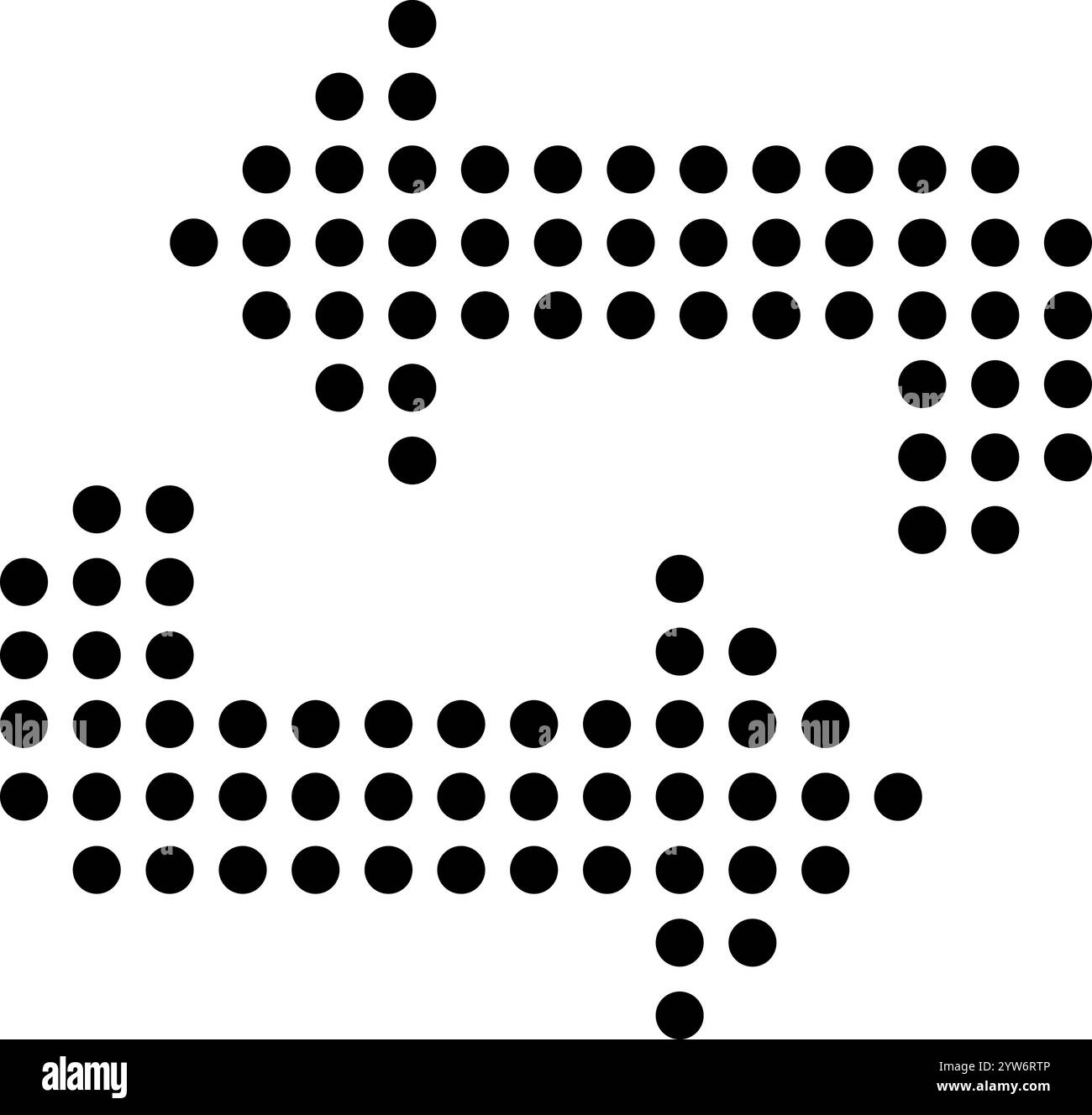Due frecce tratteggiate puntano in direzioni opposte, formando una visuale dinamica che suggerisce forze opposte, scelte o un senso di scambio Illustrazione Vettoriale