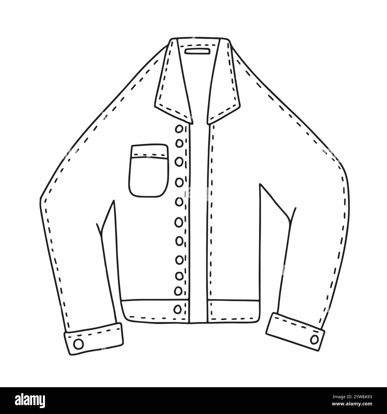 Giacca jean disegnata a mano con scarabocchi, clipart vettoriale Illustrazione Vettoriale