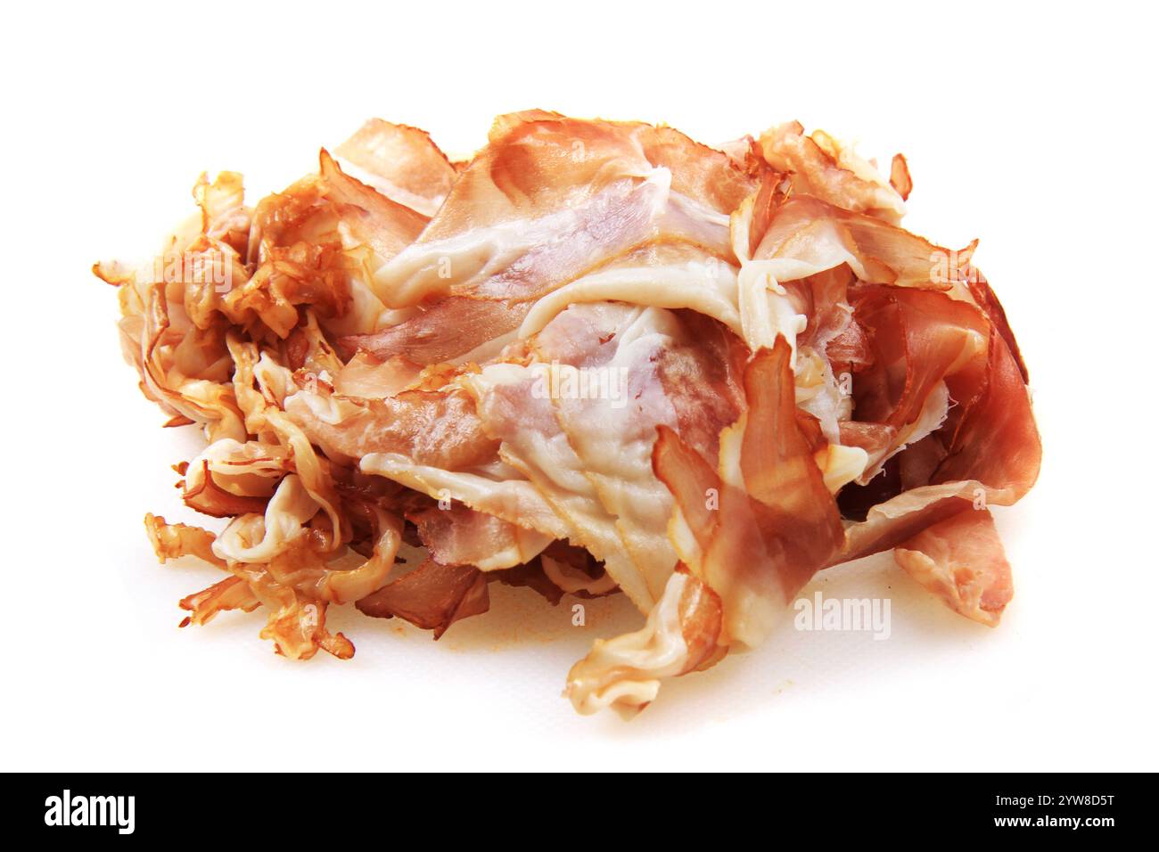 prosciutto secco isolato su fondo bianco Foto Stock