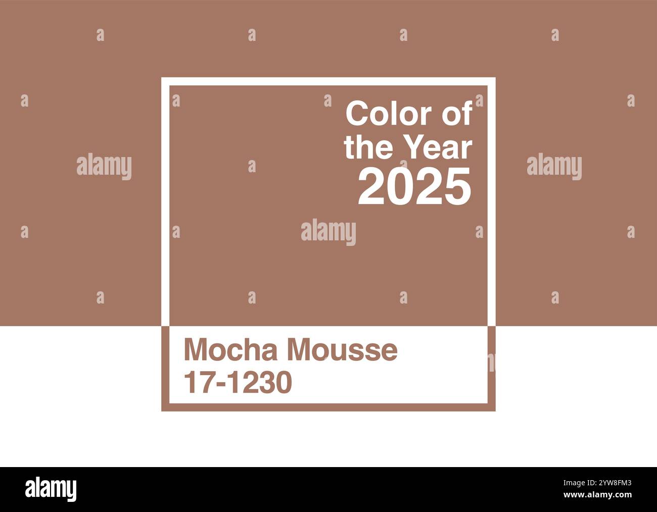 Antalya, Turchia - 9 dicembre 2024: 2025 Color of the Year, PANTONE 17-1230 Mocha Mousse trend color palette campione guida Illustrazione Vettoriale