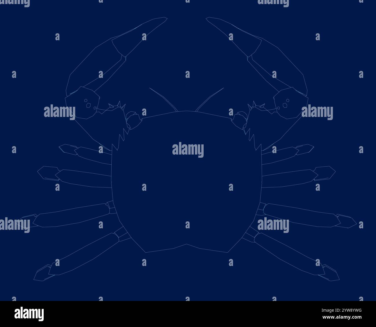 contorno granchio isolato su sfondo blu. Illustrazione vettoriale Illustrazione Vettoriale