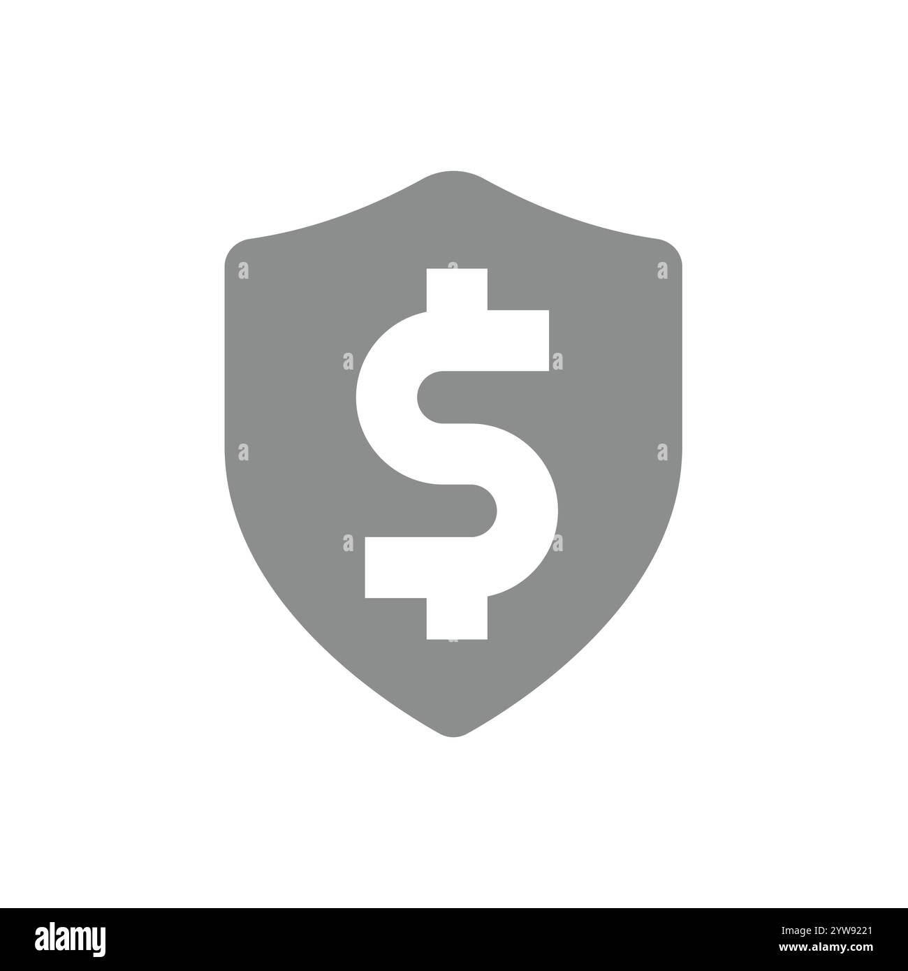 Sicurezza e protezione finanziaria, vettore di deposito sicuro. Sicurezza degli investimenti, scudo e dollaro, icona del vettore monetario. Illustrazione Vettoriale