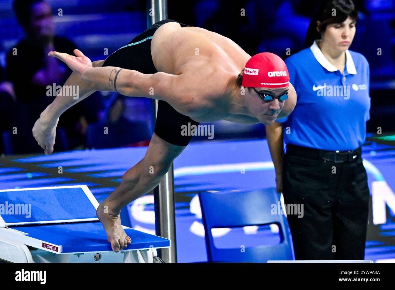 Budapest, Ungheria. 10 dicembre 2024. NOE Ponti della Svizzera gareggia nei 50m Butterfly Men Heats durante il corso corto World Aquatics Swimming Championships 2024 presso la Duna Arena di Budapest (Ungheria), 10 dicembre 2024. Crediti: Insidefoto di andrea staccioli/Alamy Live News Foto Stock