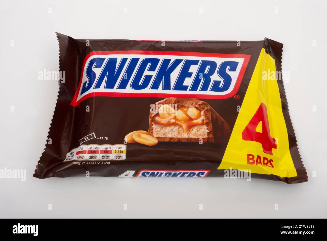 Snickers confezione da 4 barrette di cioccolato Foto Stock