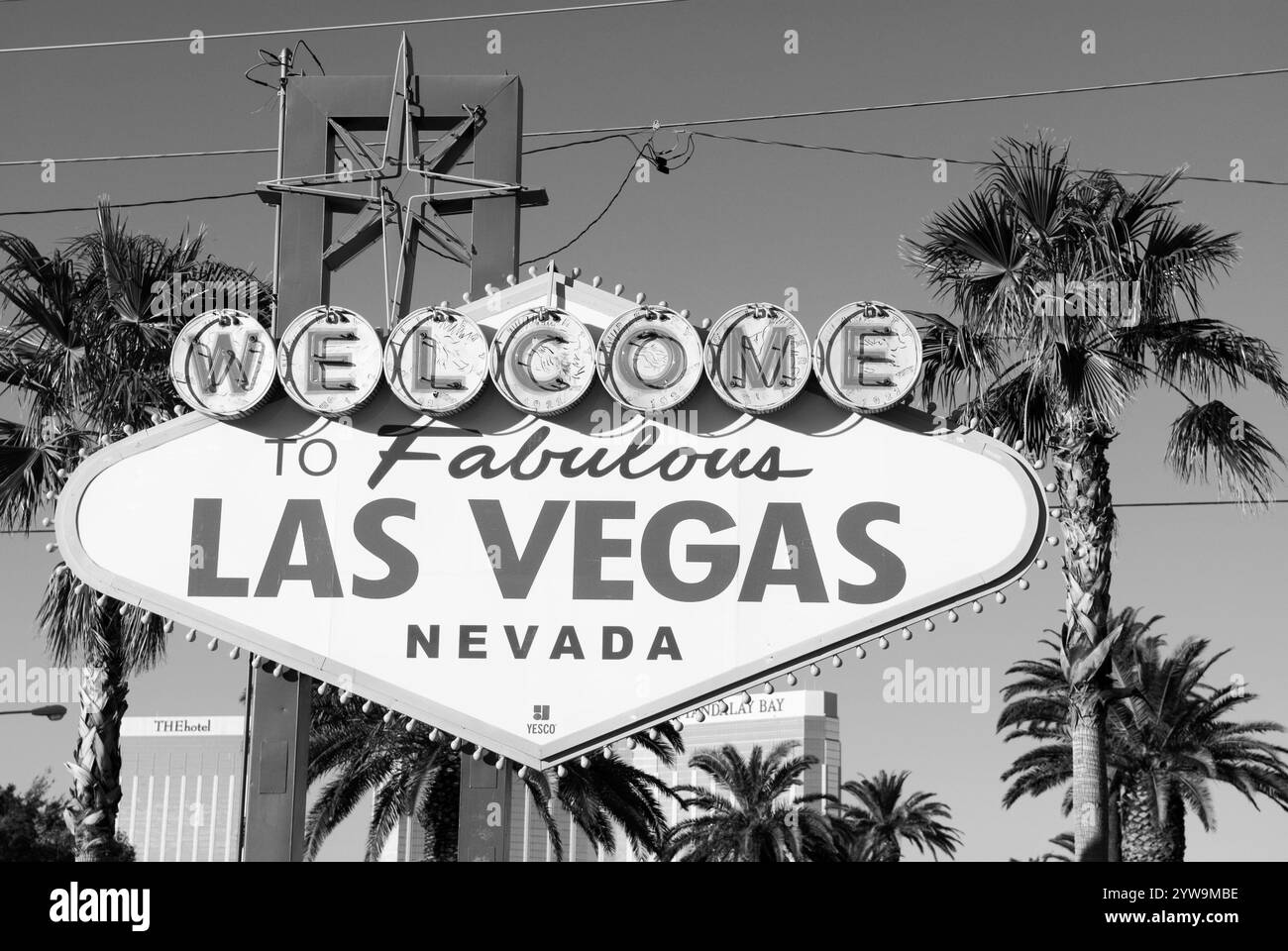 Benvenuto al favoloso cartello di Las Vegas, un famoso punto di riferimento sulla Strip di Las Vegas a Paradise, Nevada, Stati Uniti. Foto Stock