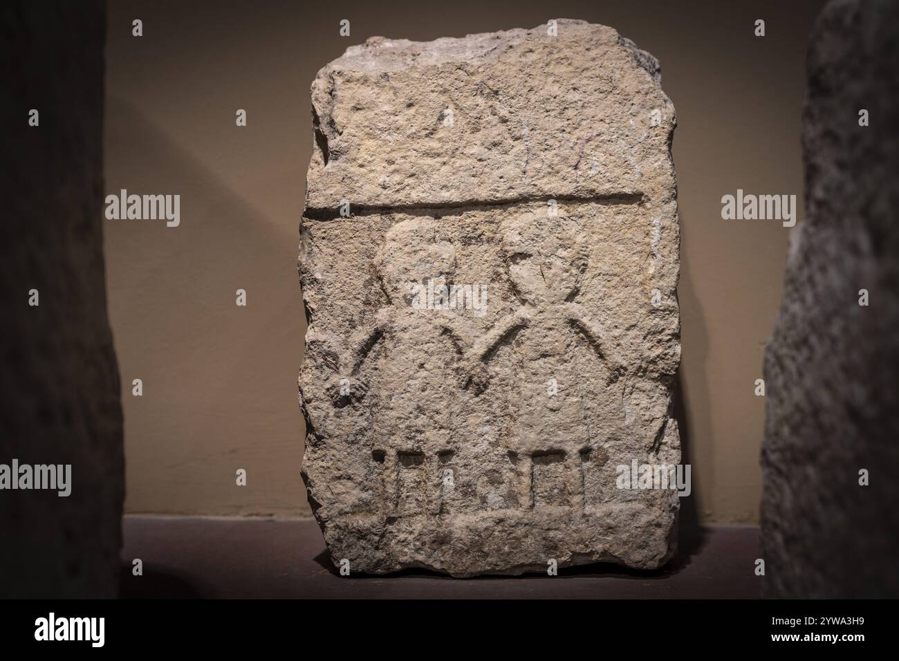 Stele romana, Aguilar de Codes, Museo di Navarra, Pamplona, Navarra, Spagna, Europa Foto Stock