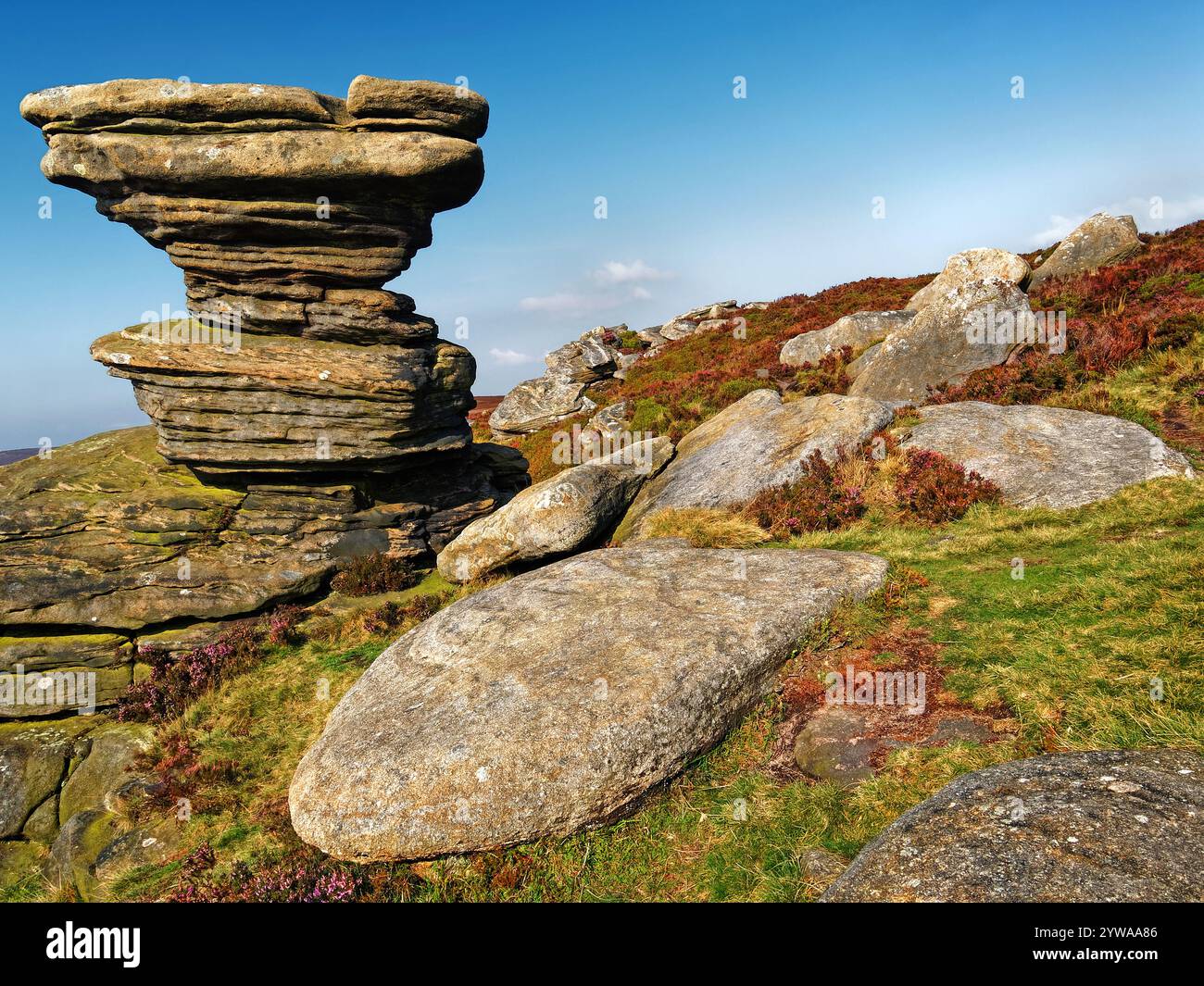 Regno Unito, Derbyshire, Peak District, Derwent Edge, Salt Cellar. Foto Stock