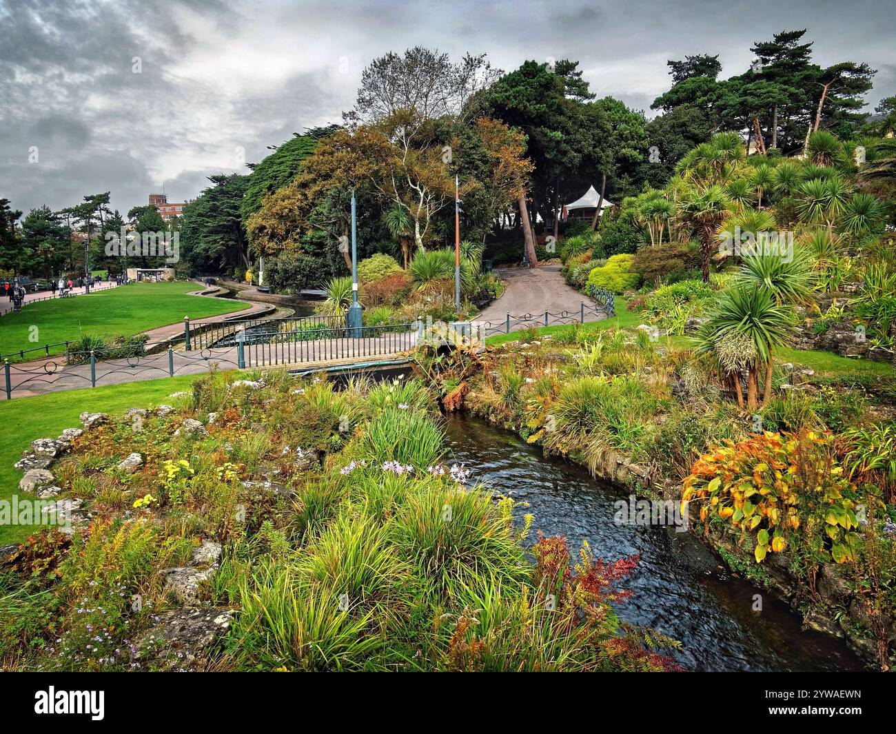 Regno Unito, Dorset, Bournemouth, River Bourne, Lower e Rock Gardens. Foto Stock