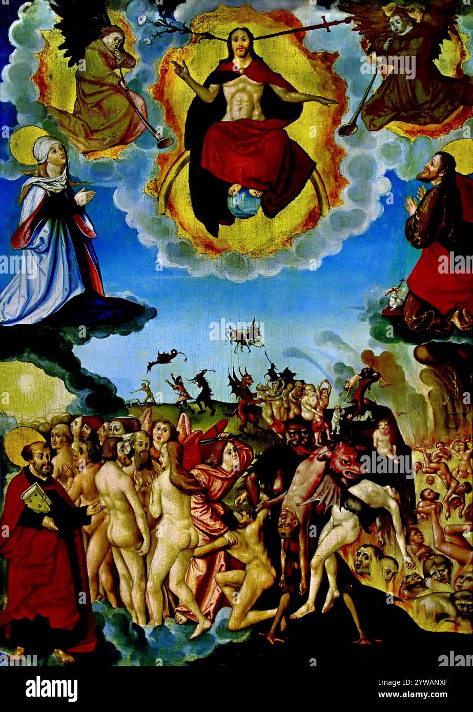 Il giudizio universale n. 1535 di Hans Leonhard Schauffelein ( Norimberga 1480-Nordlingen 1540, ) Germania, Francia, Museo di Belle Arti, (il giudizio universale è l'ultimo giorno del mondo, quando Dio giudicherà tutti coloro che sono morti e deciderà se andranno in Paradiso o Inferno). Foto Stock