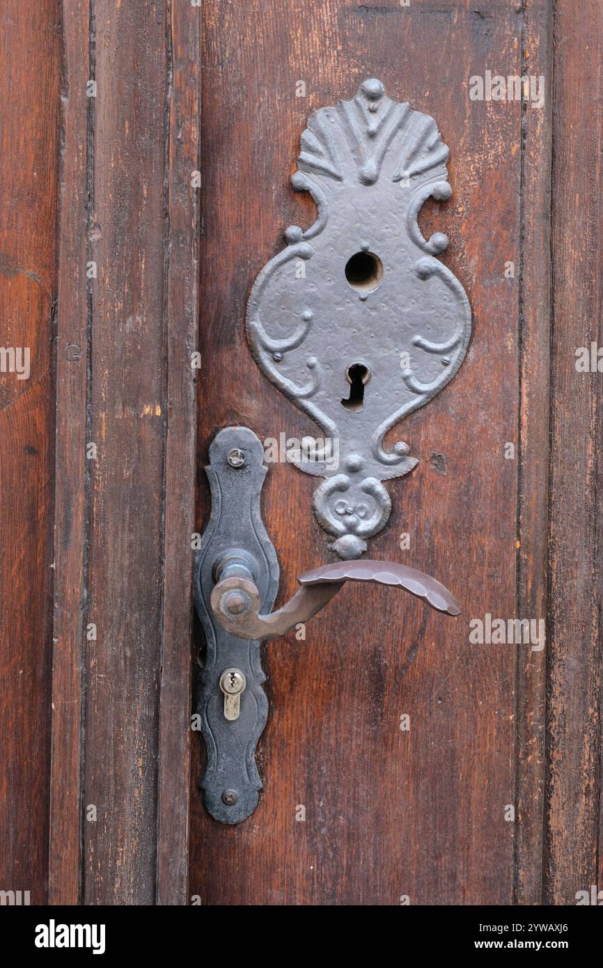 Old Door Handle, Praga, Cechia, Repubblica Ceca. Foto Stock