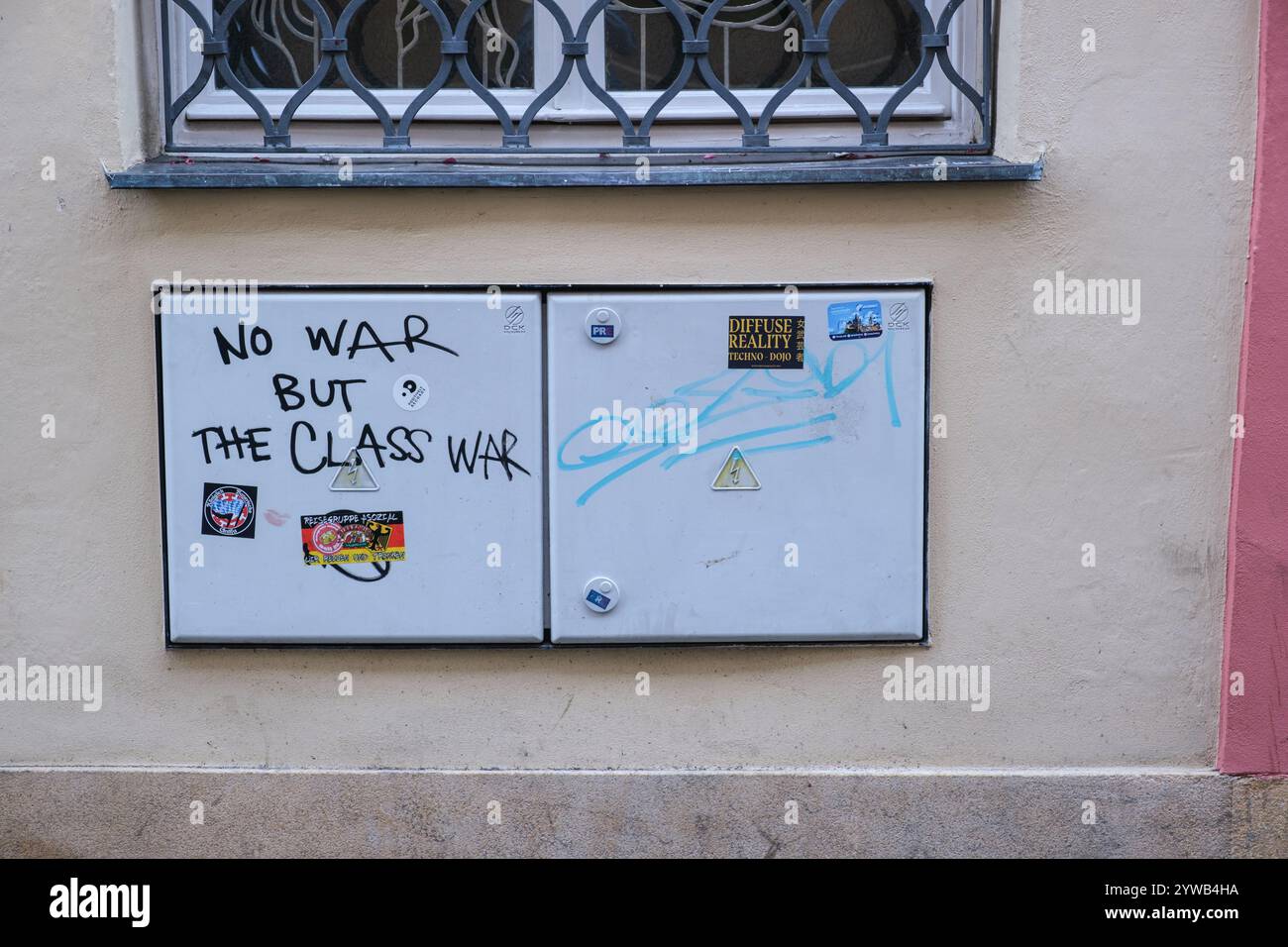 Slogan politico, Praga, Cechia, Repubblica Ceca. Foto Stock