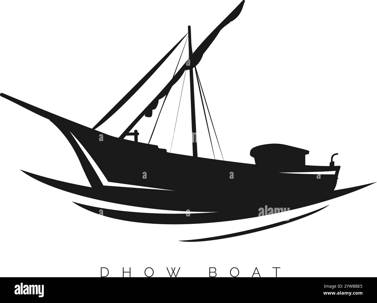 Barca a vela tradizionale in legno - Dhow Boat - illustrazione di magazzino come file EPS 10 Illustrazione Vettoriale