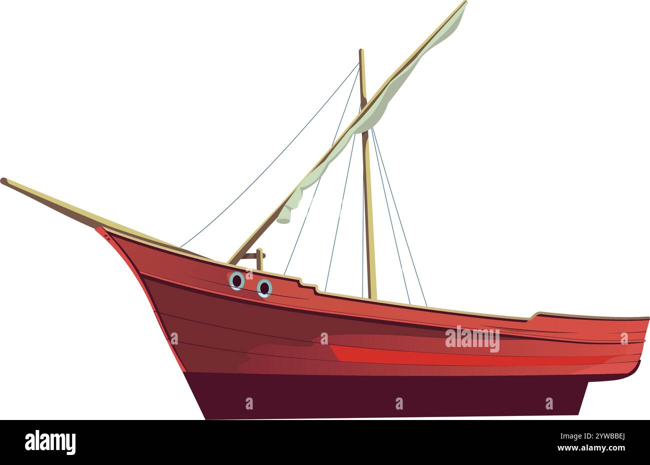 Barca a vela tradizionale in legno - Dhow Boat - illustrazione di magazzino come file EPS 10 Illustrazione Vettoriale