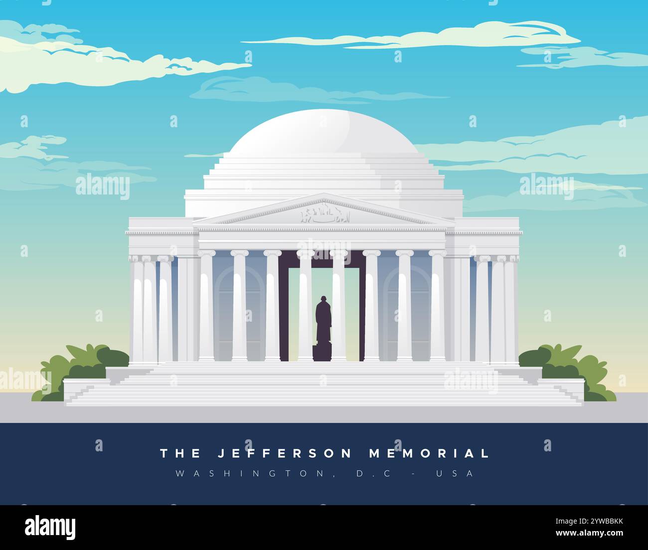 Thomas Jefferson Memorial - Monumento a Washington, D.C., Stati Uniti - Stock Illustration as EPS 10 file Illustrazione Vettoriale