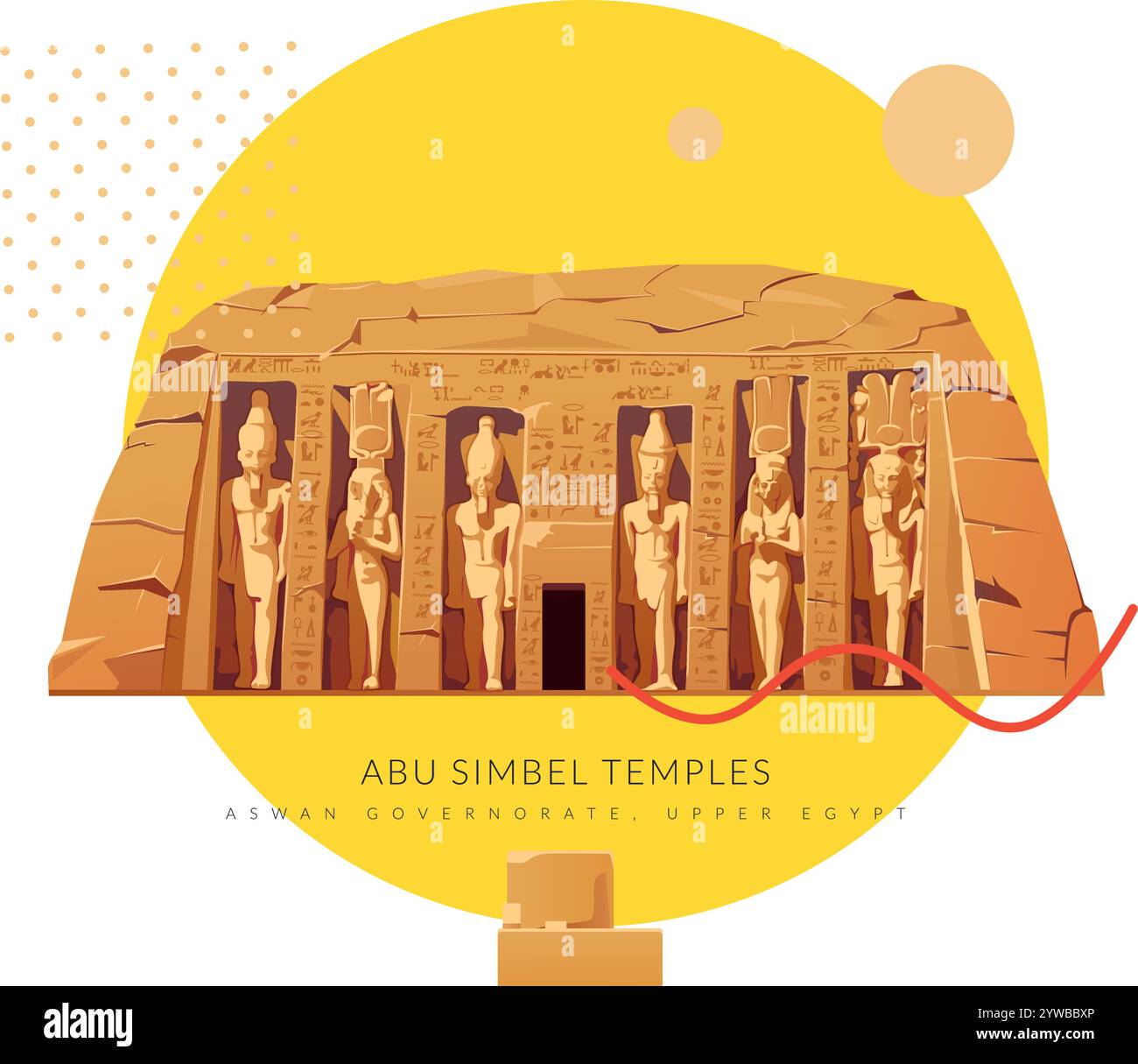 Abu Simbel, un sito storico con enormi templi scavati nella roccia - Egitto - Stock Illustration AS EPS 10 file Illustrazione Vettoriale