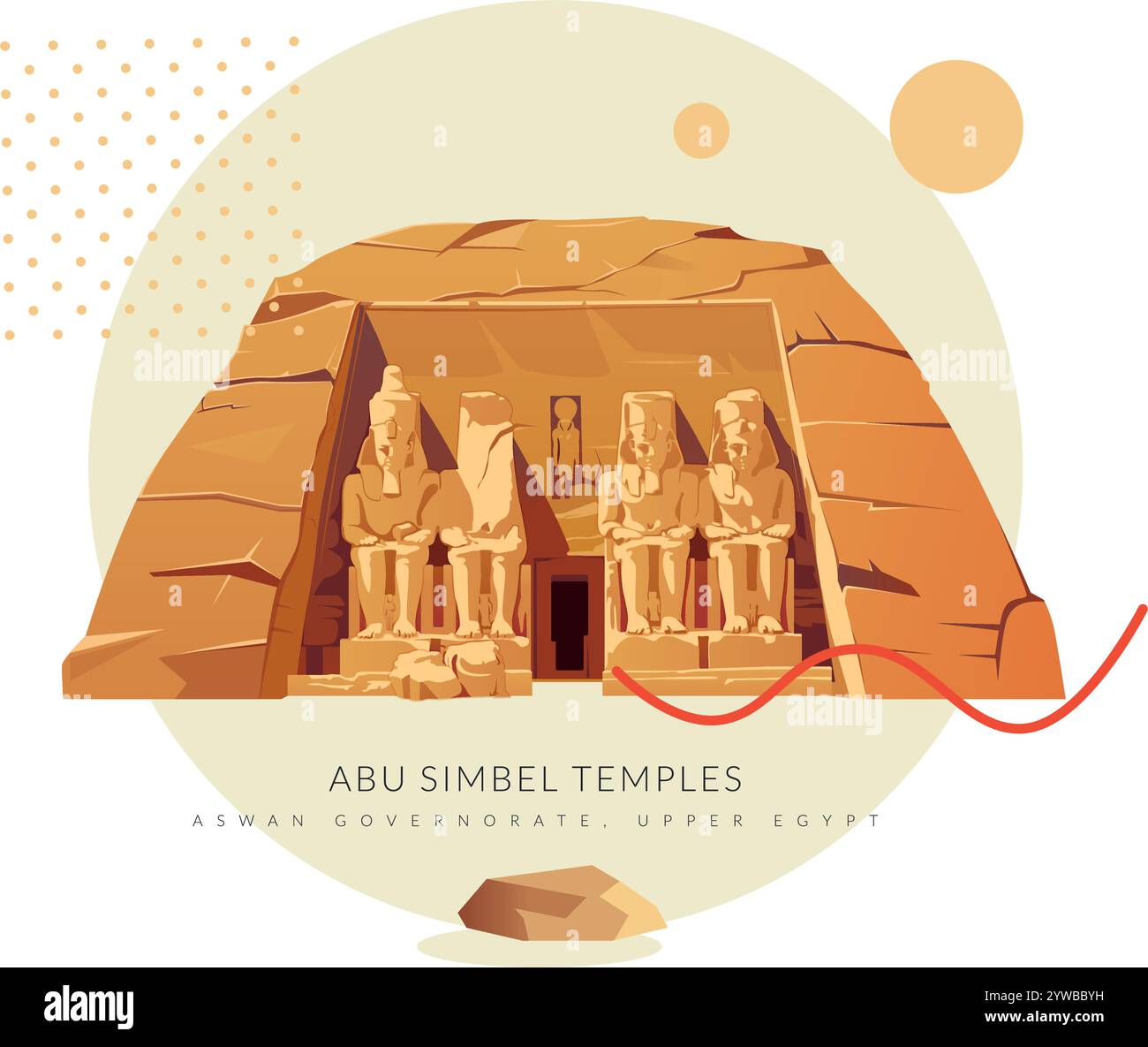 Abu Simbel, un sito storico con enormi templi scavati nella roccia - Egitto - Stock Illustration AS EPS 10 file Illustrazione Vettoriale