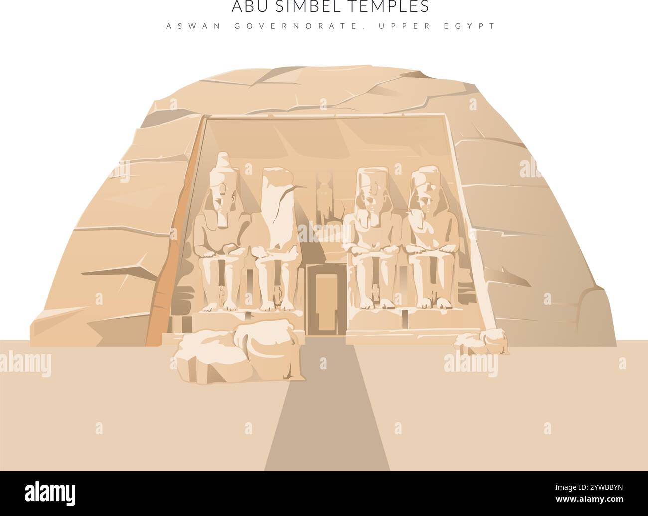 Abu Simbel, un sito storico con enormi templi scavati nella roccia - Egitto - Stock Illustration AS EPS 10 file Illustrazione Vettoriale