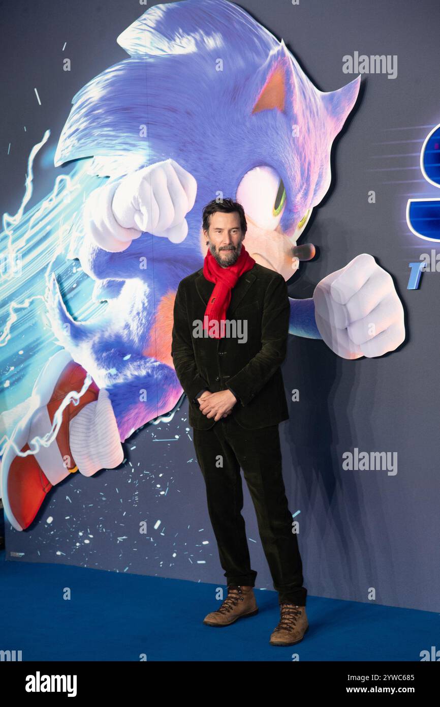 Londra, Regno Unito. 10 dicembre 2024. Nella foto: Keanu Reeves partecipa alla premiere britannica di Sonic the Hedgehog 3 al Cineworld, Leicester Square. Credito: Justin ng/Alamy Live News Foto Stock