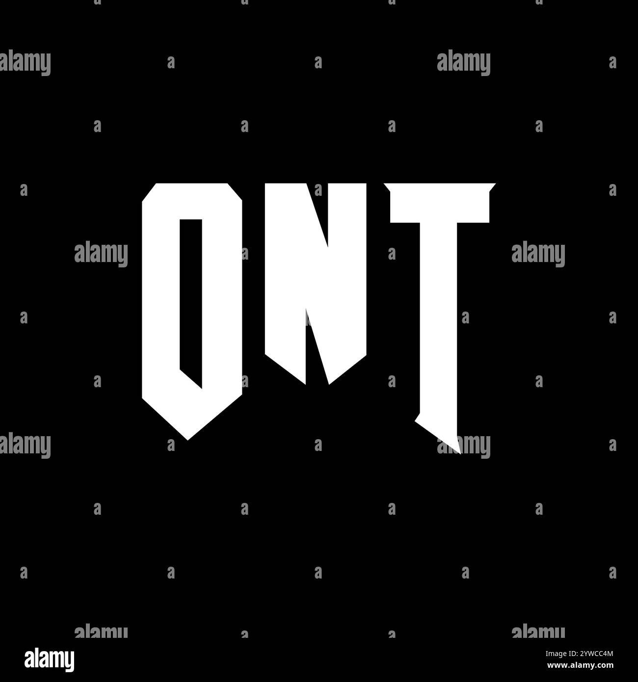 Logo ONT Letter per l'azienda tecnologica. Combinazione di colori bianco e nero con logo ONT. Logo ONT, vettore ONT, design ONT, icona ONT, alph ONT Illustrazione Vettoriale