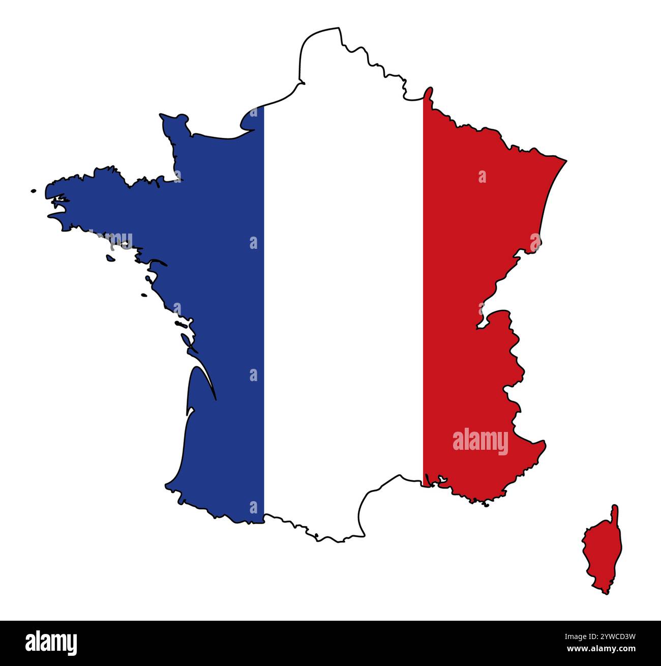 Profilo del paese della Francia con la bandiera inserita Foto Stock