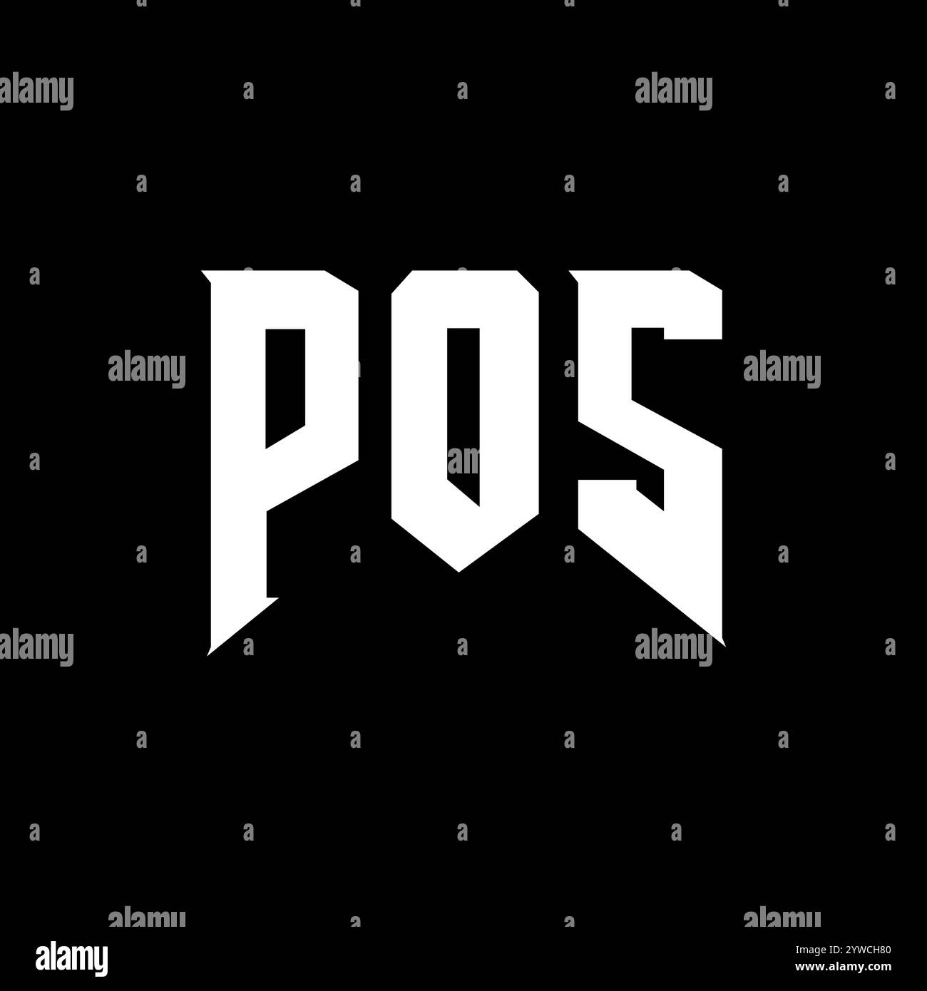 Design del logo della lettera POS per l'azienda tecnologica. Combinazione di colori bianco e nero con logo POS. Logo POS, vettore POS, design POS, icona POS, alph POS Illustrazione Vettoriale