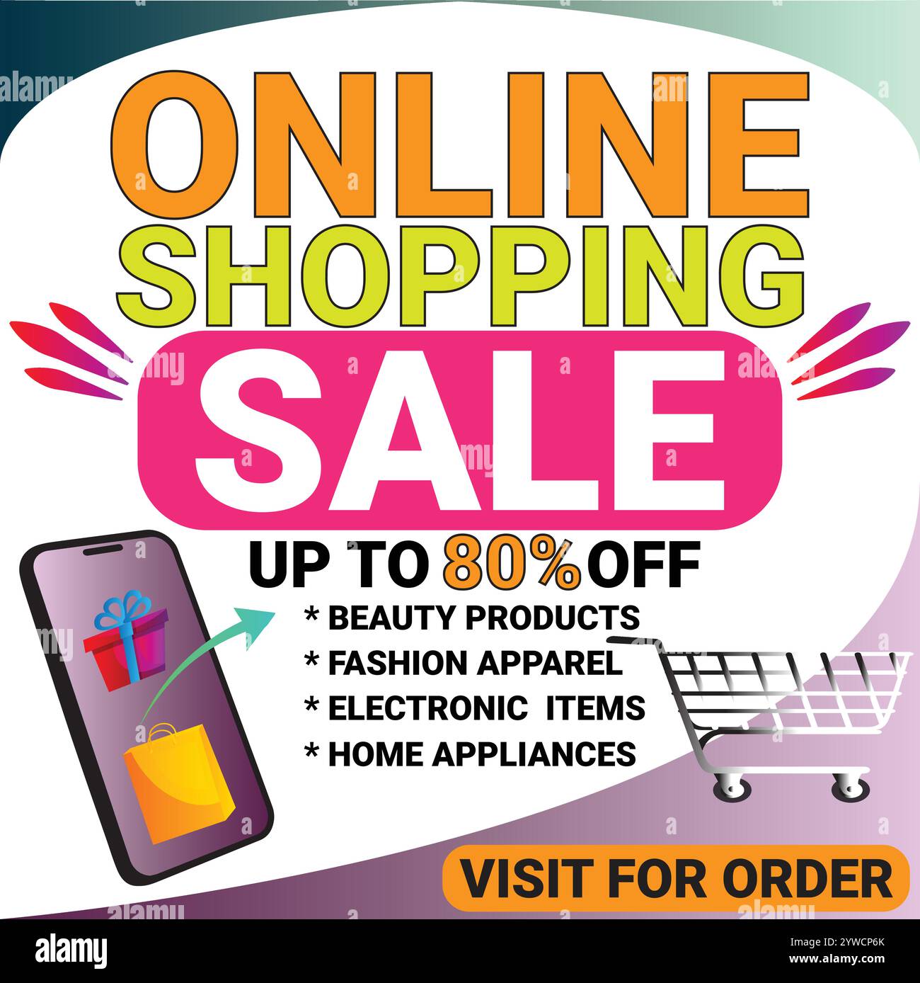 Sconti sugli acquisti online fino al 80% di sconto per l'ordine Illustrazione Vettoriale