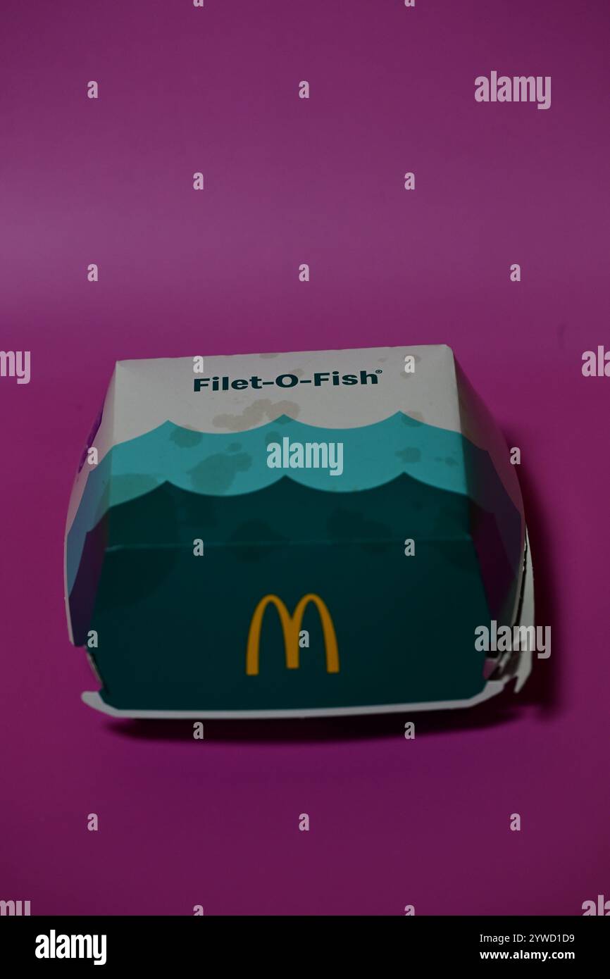 Skånes-Fagerhult, Skåne, Svezia. 11 dicembre 2024. McDonalds Filet-o-Fish. Foto Stock