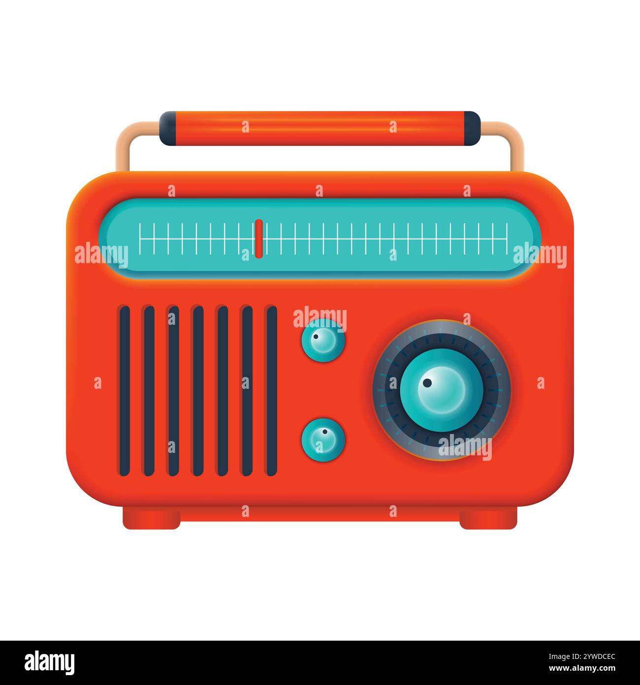 Carino illustrazione arancione del vettore radio dei cartoni animati Illustrazione Vettoriale