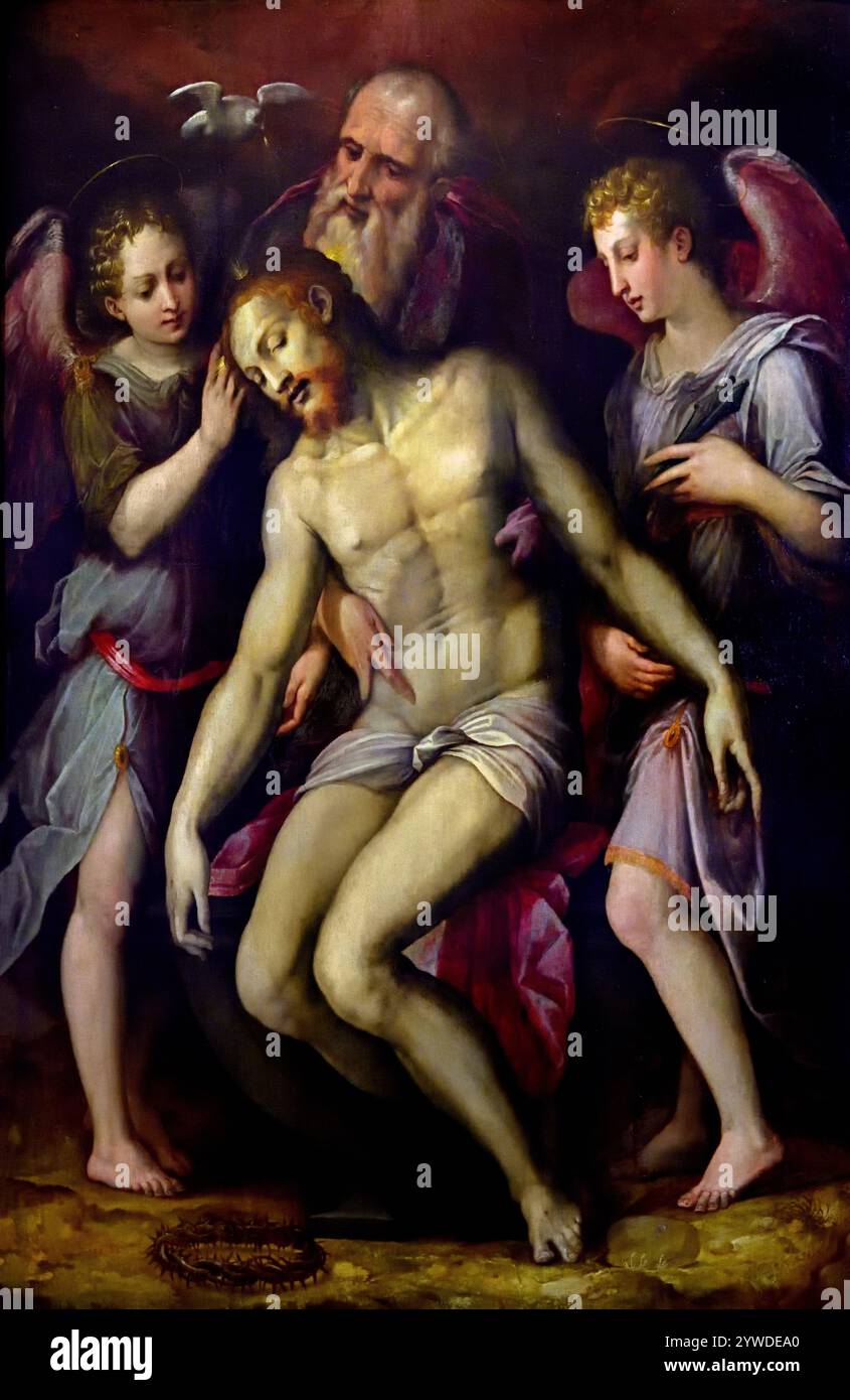 La Sainte Trinite - la Santa Trinità 1558 di Giorgio VASARI, Arezzo, 1511 – Firenze, 1574, italiano, Italia, Francia Museo di Belle Arti, ( Santa, Trinità, nella dottrina cristiana, l'unità di padre, figlio, Spirito Santo, tre persone in una divinità, la Trinità è considerata una delle affermazioni cristiane centrali su Dio, piccione. ) Foto Stock