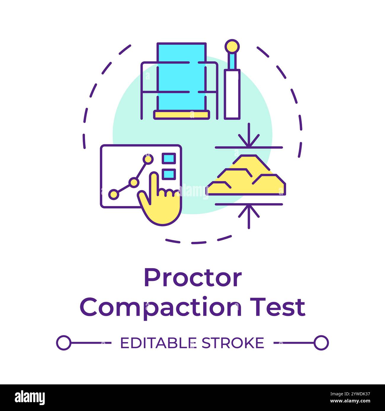 Icona Concept multicolore test di compattazione Proctor Illustrazione Vettoriale