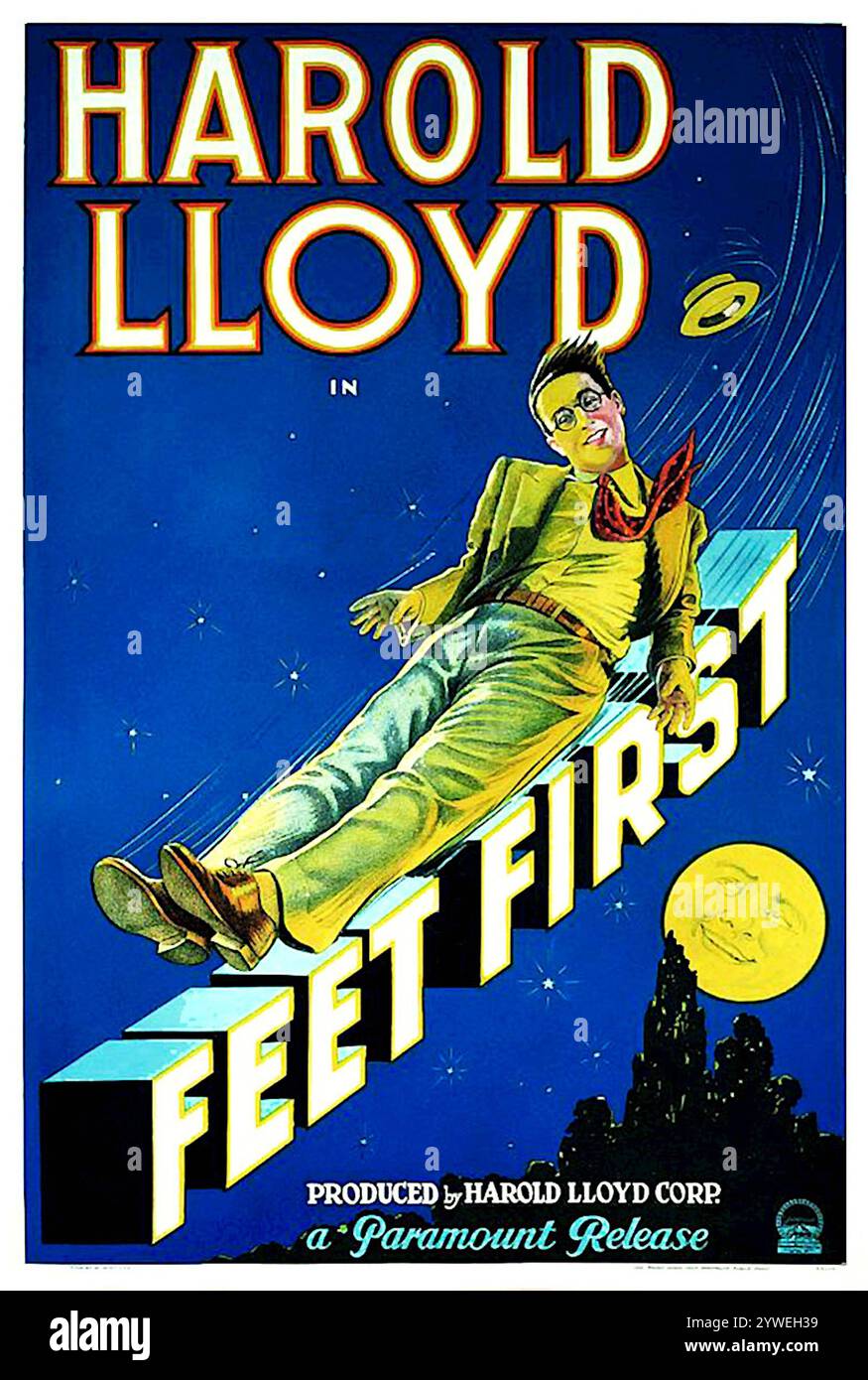 Harold Lloyd - poster per il film comico americano Feet First -1930 Foto Stock