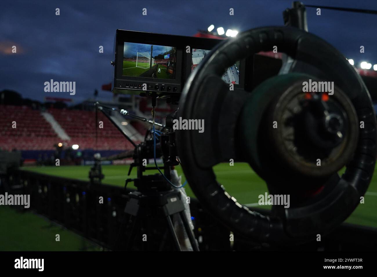 Girona, Spagna. 11 dicembre 2024. Immagine della telecamera durante la partita di UEFA Champions League, data 6, tra il Girona FC e il Liverpool FC giocata allo stadio Montilivi il 10 dicembre 2024 a Barcellona in Spagna. (Foto di Bagu Blanco/PRESSINPHOTO) credito: PRESSINPHOTO SPORTS AGENCY/Alamy Live News Foto Stock