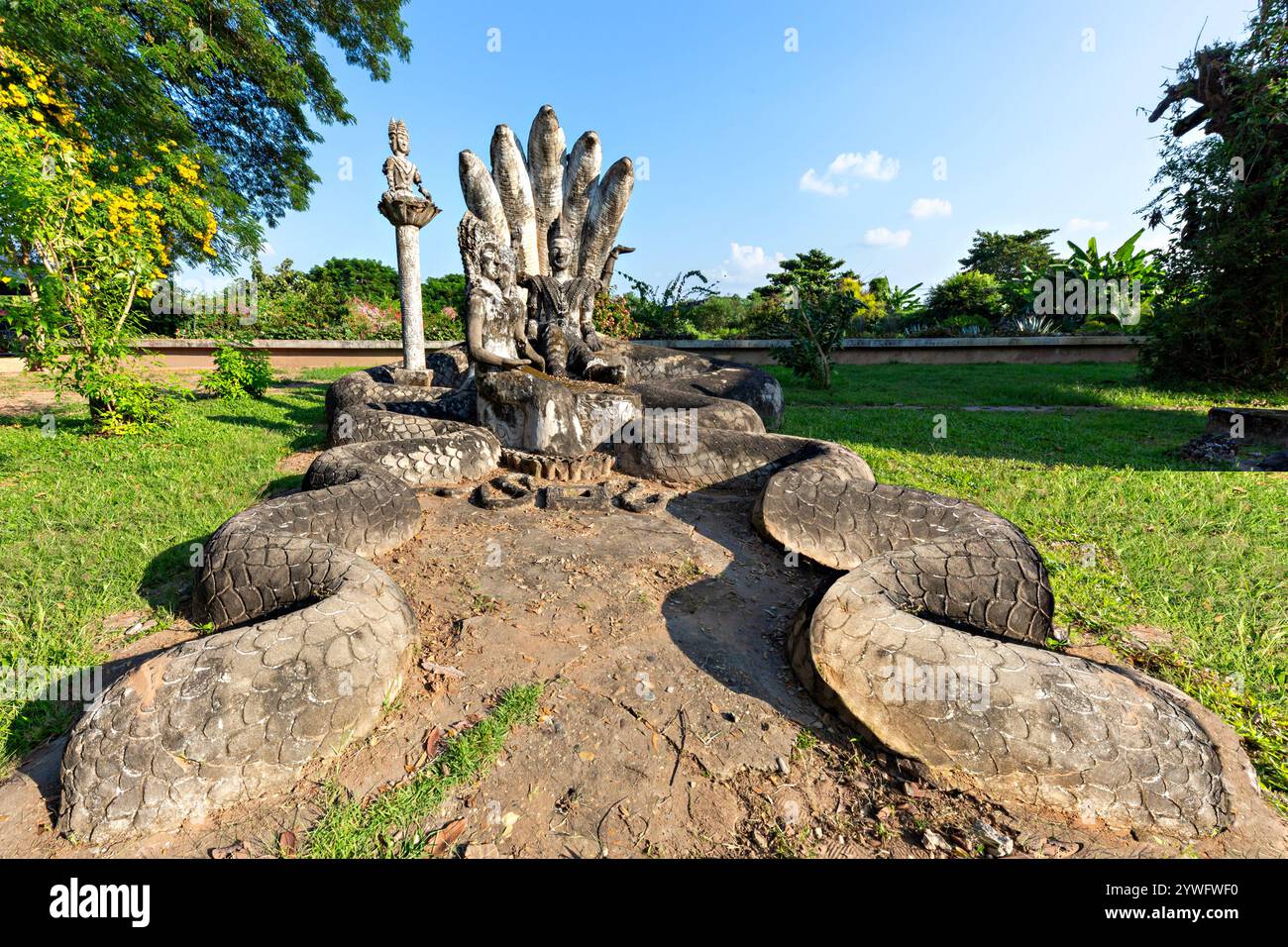 Vista sul Parco del Buddha a Vientiane, Laos Foto Stock