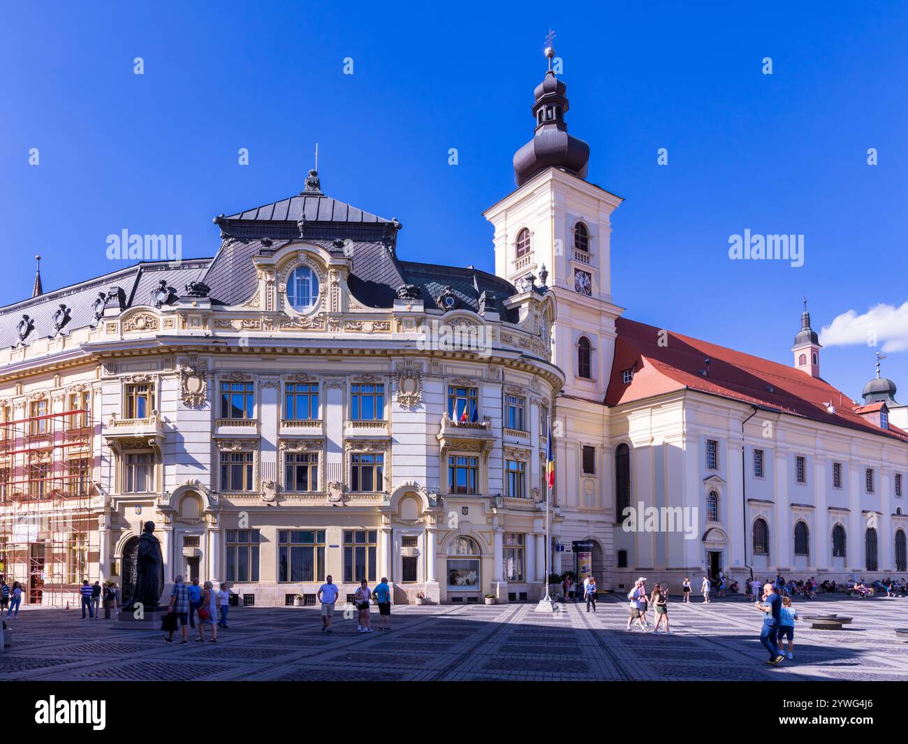 L'edificio che ospita il comune di Sibiu, Sibiu, Transilvania, Romania Foto Stock