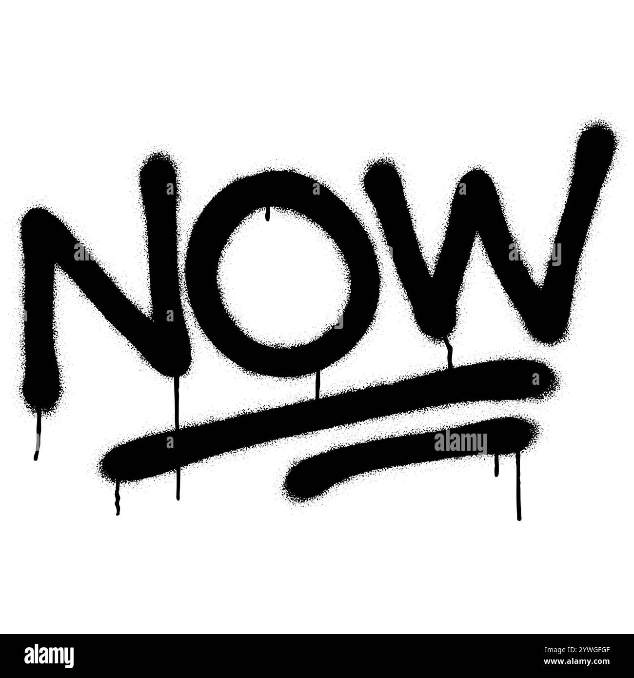 Citazione dei graffiti spray ORA sul bianco. Illustrazione Vettoriale