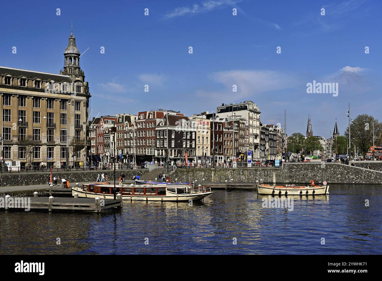 Vista del centro città, Amsterdam, Provincia dell'Olanda settentrionale, Paesi Bassi Foto Stock