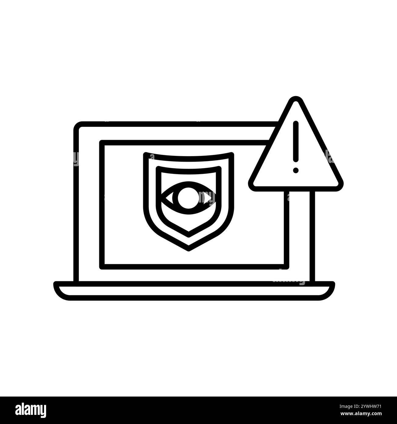 Icona della linea nera di rilevamento intrusioni. Elemento isolato vettoriale. Traccia modificabile. Illustrazione Vettoriale