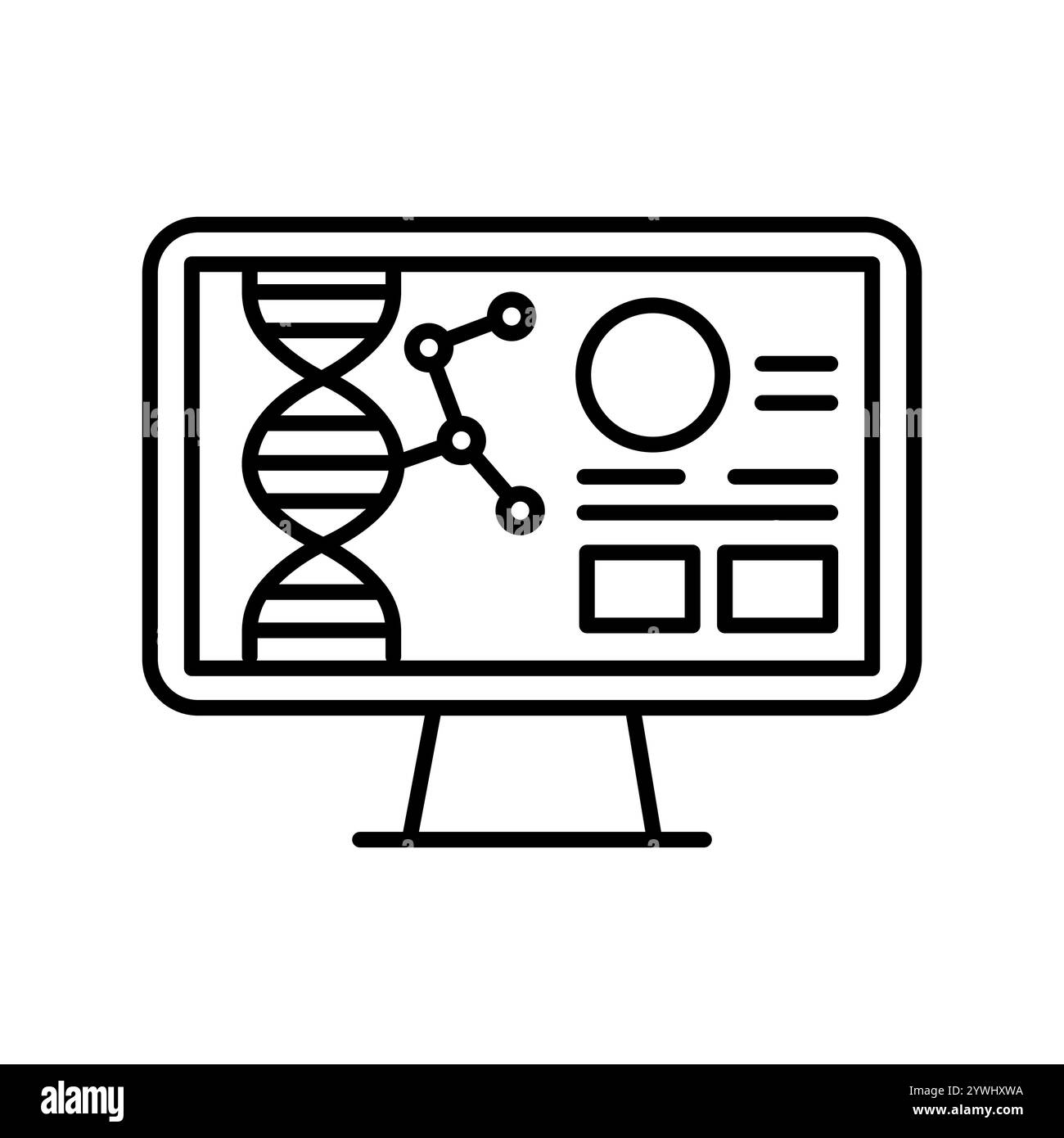 Icona linea nera bioinformatica. Elemento isolato vettoriale. Traccia modificabile. Illustrazione Vettoriale