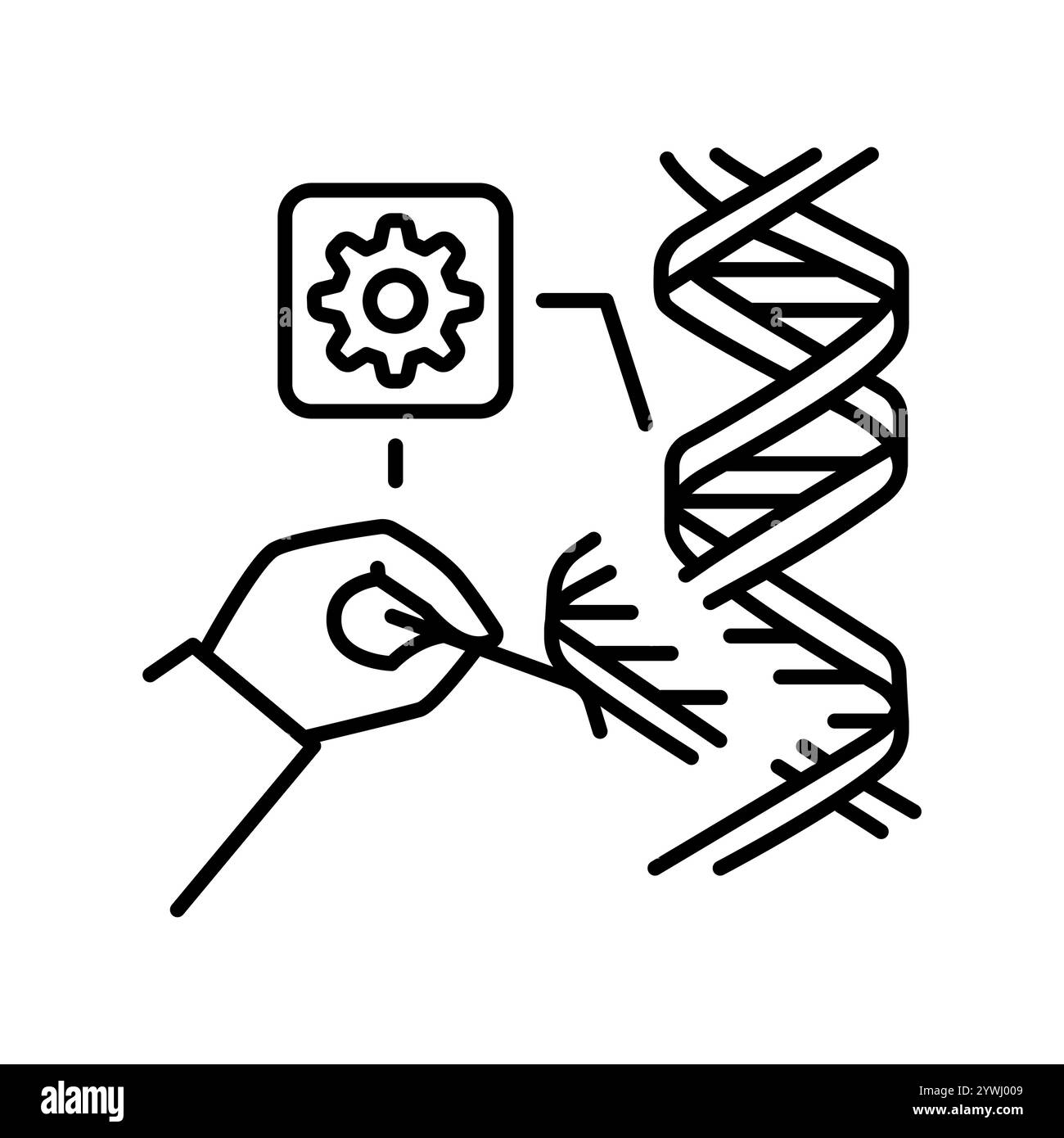 Icona della linea nera per la modifica del genoma. Elemento isolato vettoriale. Traccia modificabile. Illustrazione Vettoriale