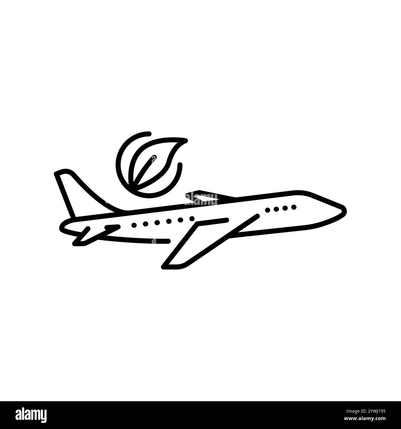 Icona della linea nera dell'aeroplano a biocarburante. Elemento isolato vettoriale. Traccia modificabile. Illustrazione Vettoriale