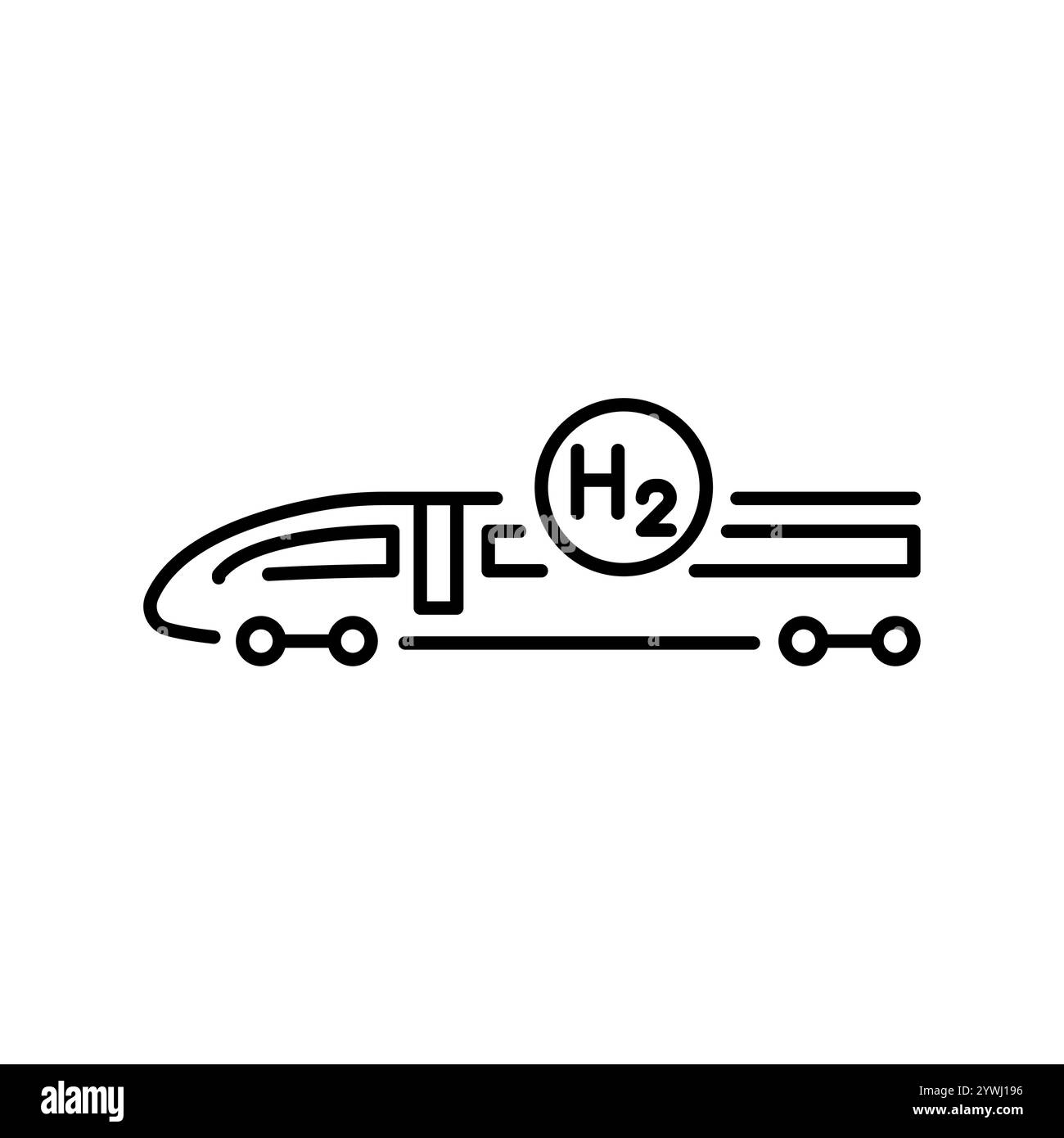 Icona linea nera treno idrogeno. Elemento isolato vettoriale. Traccia modificabile. Illustrazione Vettoriale