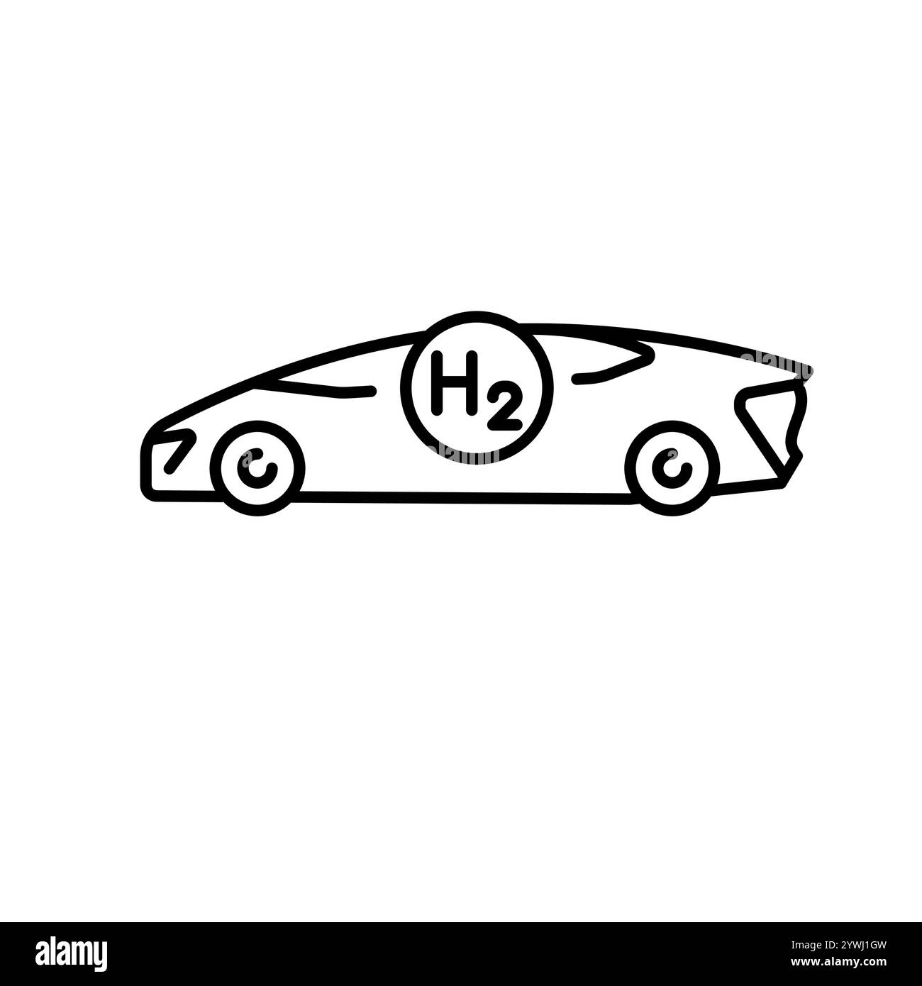 Icona della linea nera dell'automobile a idrogeno. Elemento isolato vettoriale. Traccia modificabile. Illustrazione Vettoriale