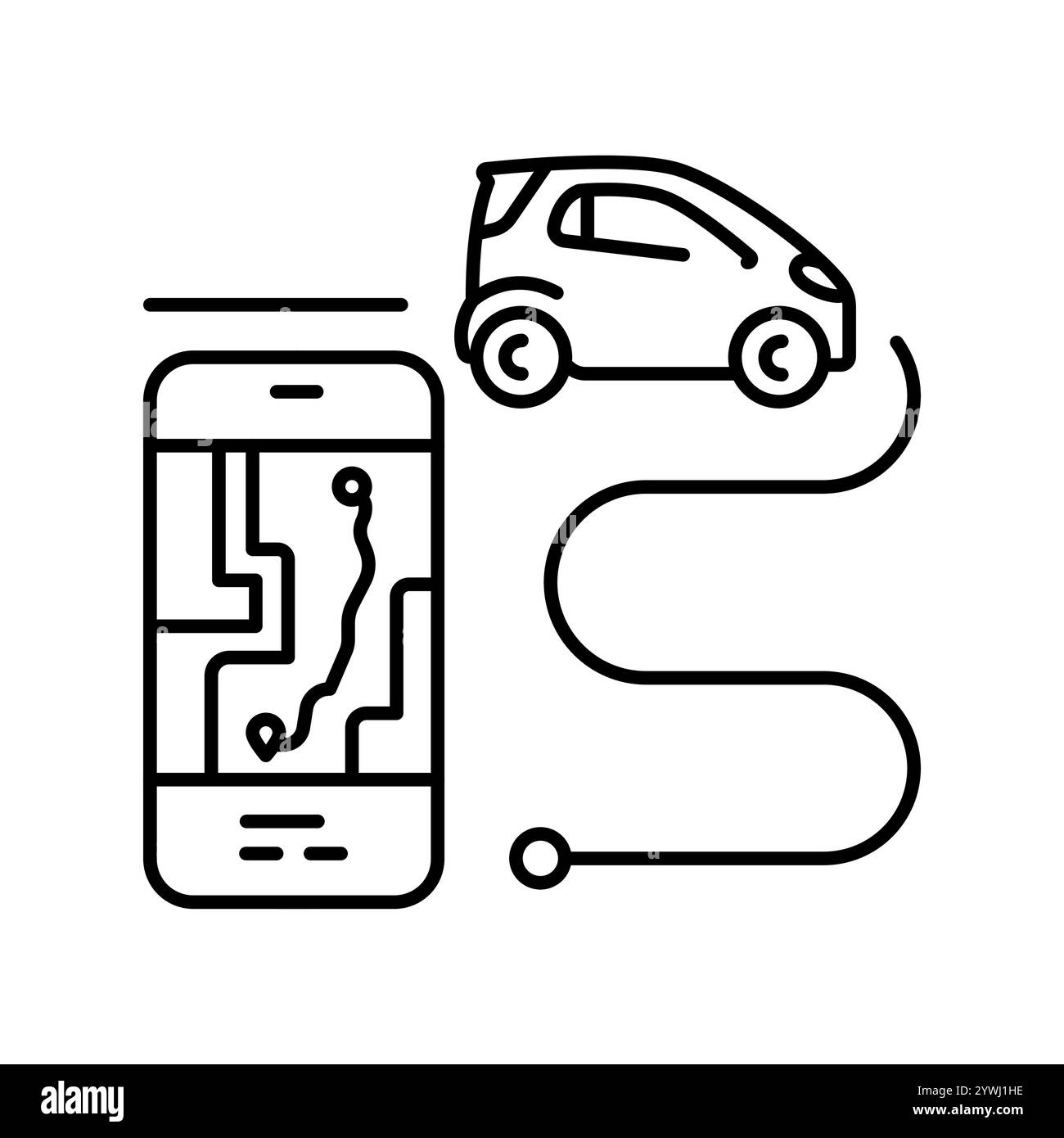 Icona della linea nera dei sistemi di trasporto intelligenti (ITS). Elemento isolato vettoriale. Traccia modificabile. Illustrazione Vettoriale