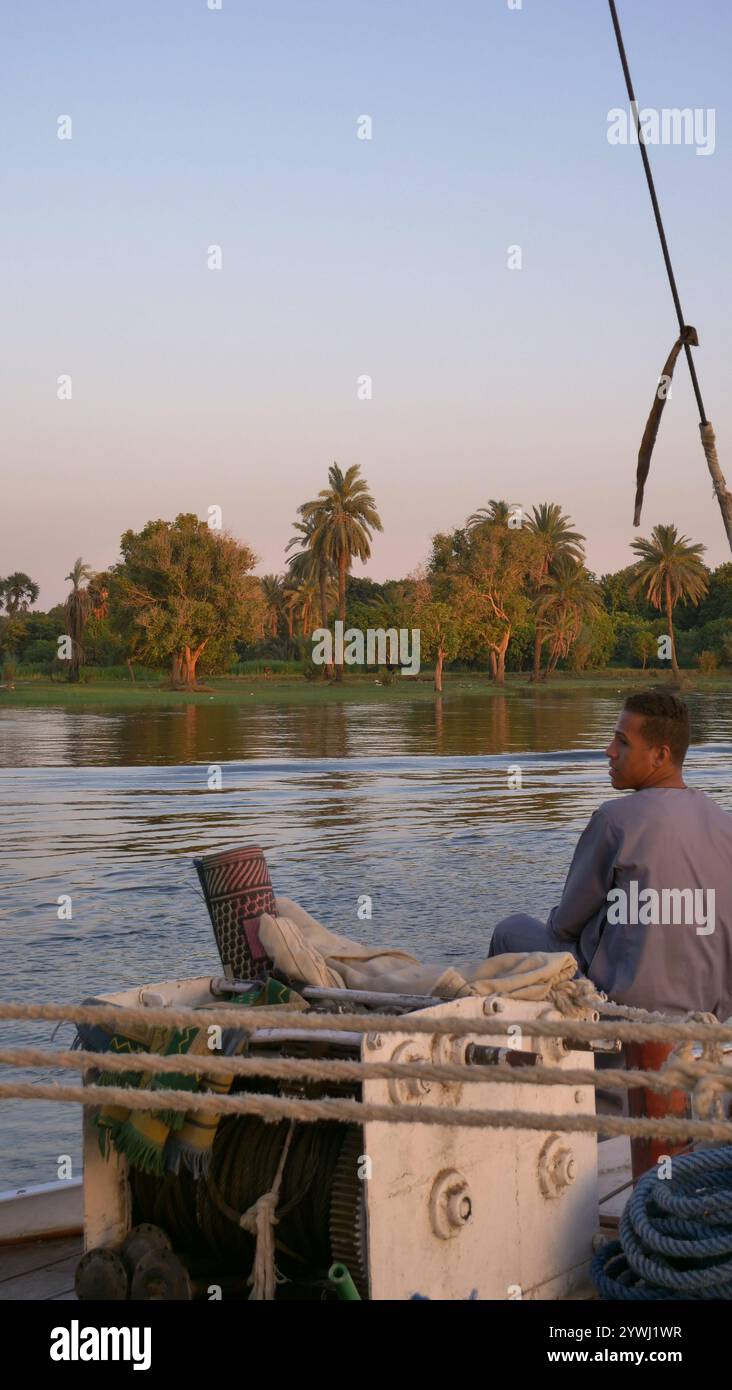 Crociera sul Nilo su una dahabia in Egitto Foto Stock