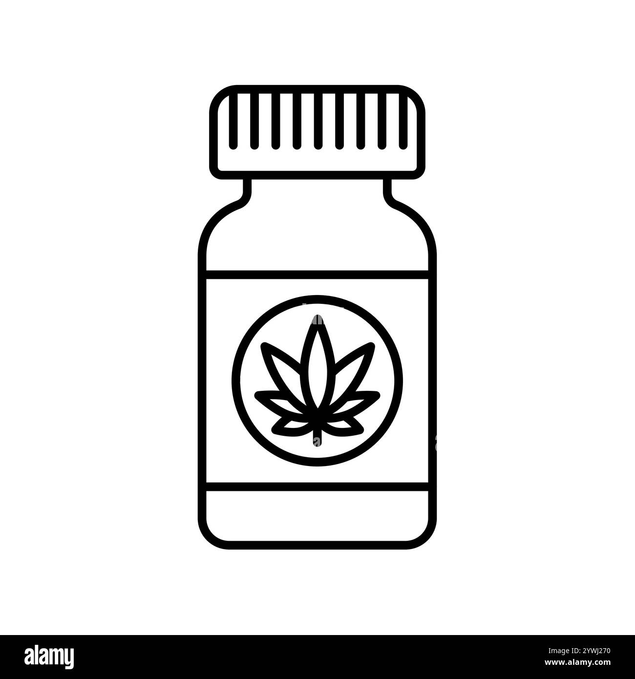 Icona della linea nera dei prodotti CBD. Elemento isolato vettoriale. Traccia modificabile. Illustrazione Vettoriale