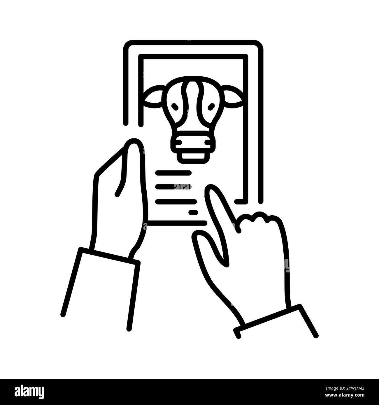Icona della linea nera del software di gestione dell'azienda agricola. Elemento isolato vettoriale. Traccia modificabile. Illustrazione Vettoriale