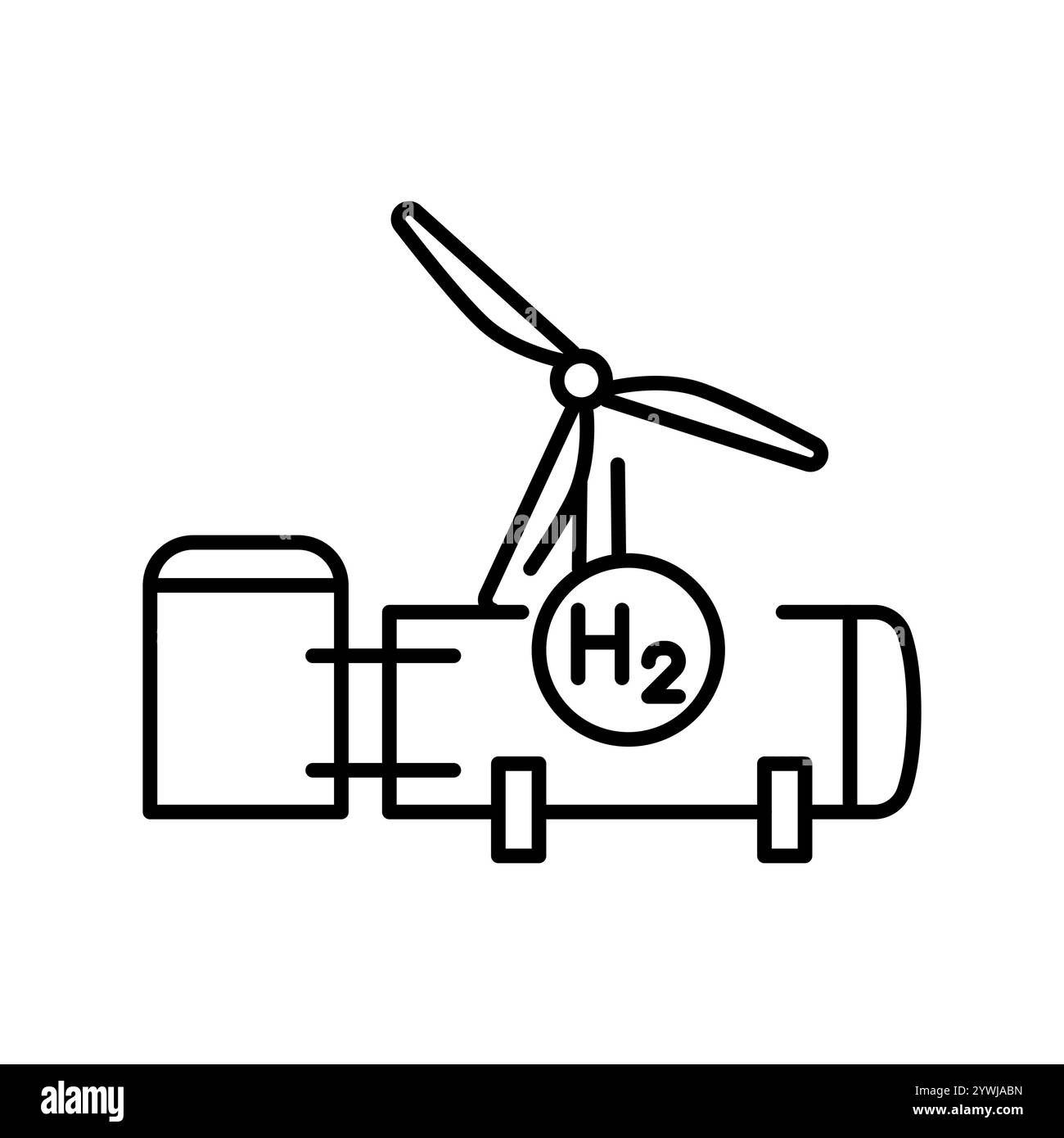 Icona della linea nera energia idrogeno. Elemento isolato vettoriale. Traccia modificabile. Illustrazione Vettoriale