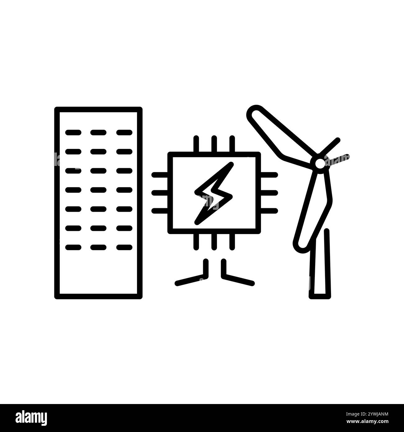 Icona della linea nera Smart Grid. Elemento isolato vettoriale. Traccia modificabile. Illustrazione Vettoriale